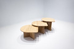 Mid-Century Modern Travertine Nesting Tables Attributed to Ronald Schmitt, 1980s