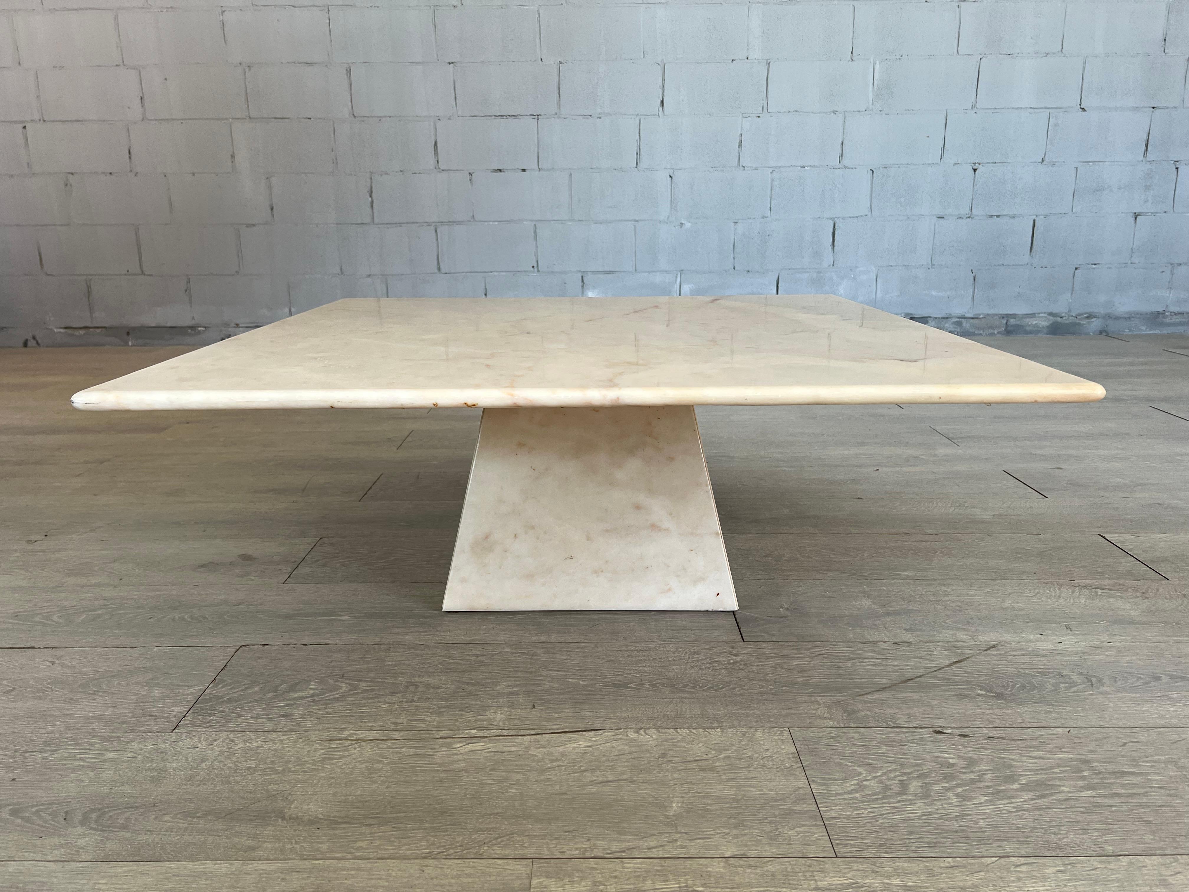 Mid Century Modern Travertine Pyramid Base Coffee Table Willy Rizzo Styled For Sale 2