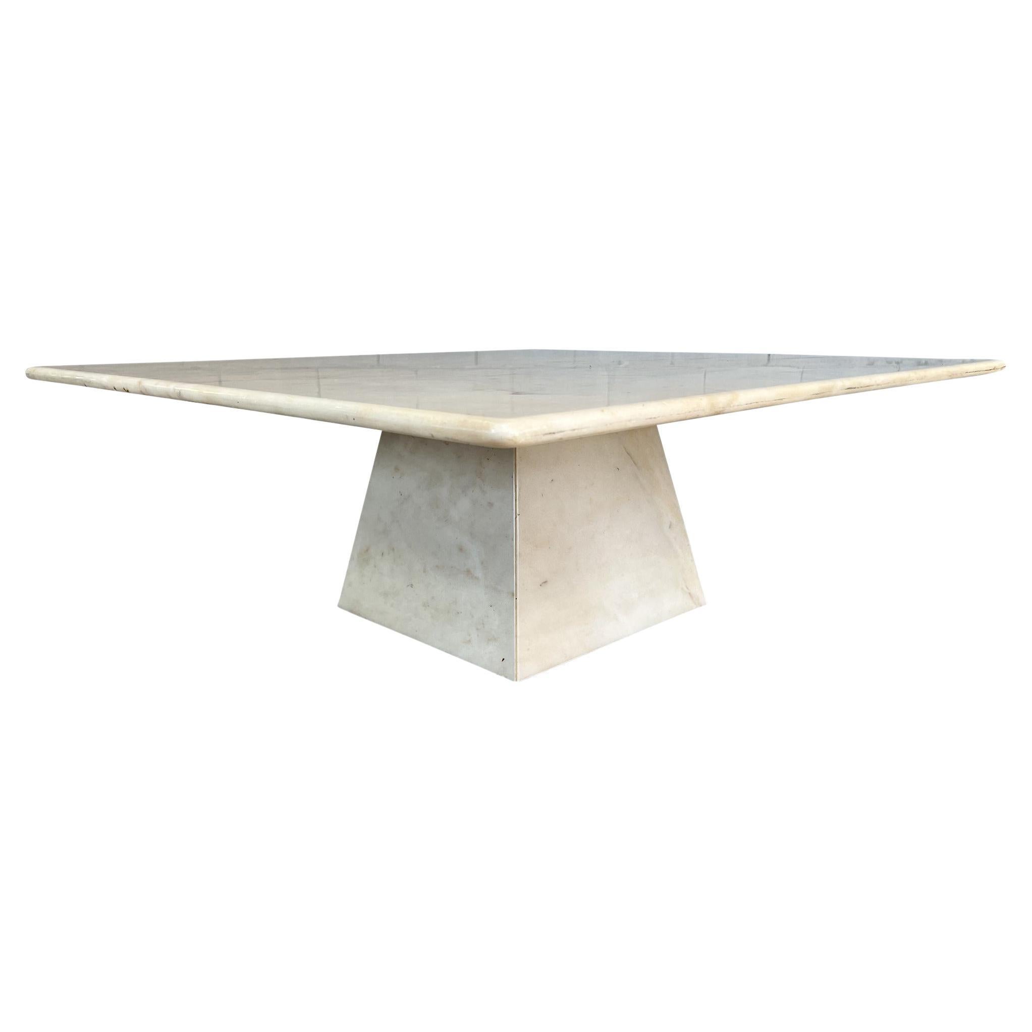 Mid Century Modern Travertine Pyramid Base Coffee Table Willy Rizzo Styled For Sale