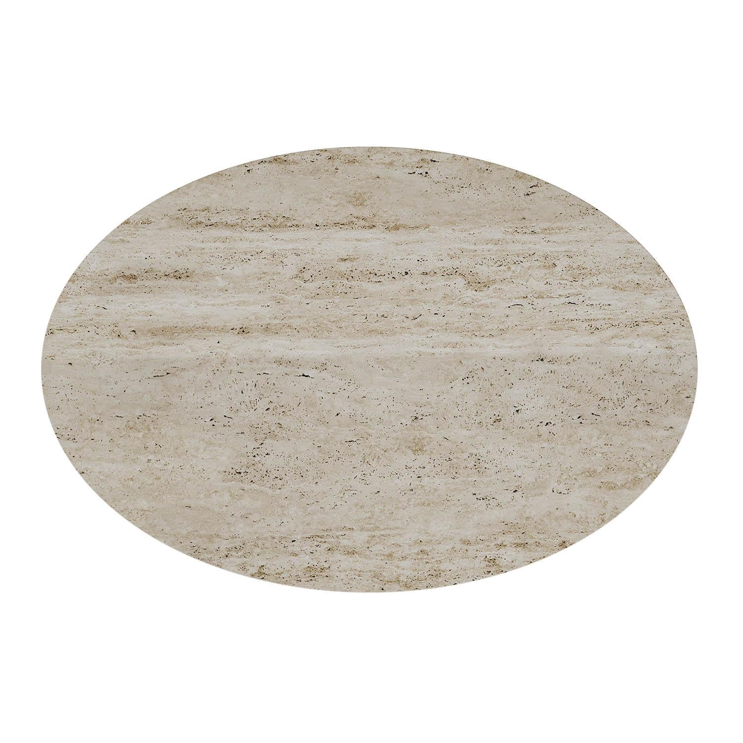 Portuguese Mid-Century Modern Oval Ravel Coffee Table in Travertine by Mavo Atelier For Sale