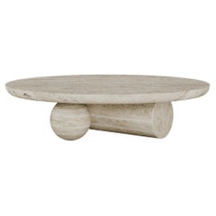Mid-Century Modern Oval Ravel Coffee Table in Travertine by Mavo Atelier