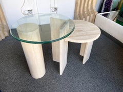 Mid-Century Modern Travertine Sculpture Gueridon Table, Italy, 1980s