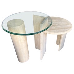 Mid-Century Modern Travertine Sculpture Gueridon Table, Italy, 1980s