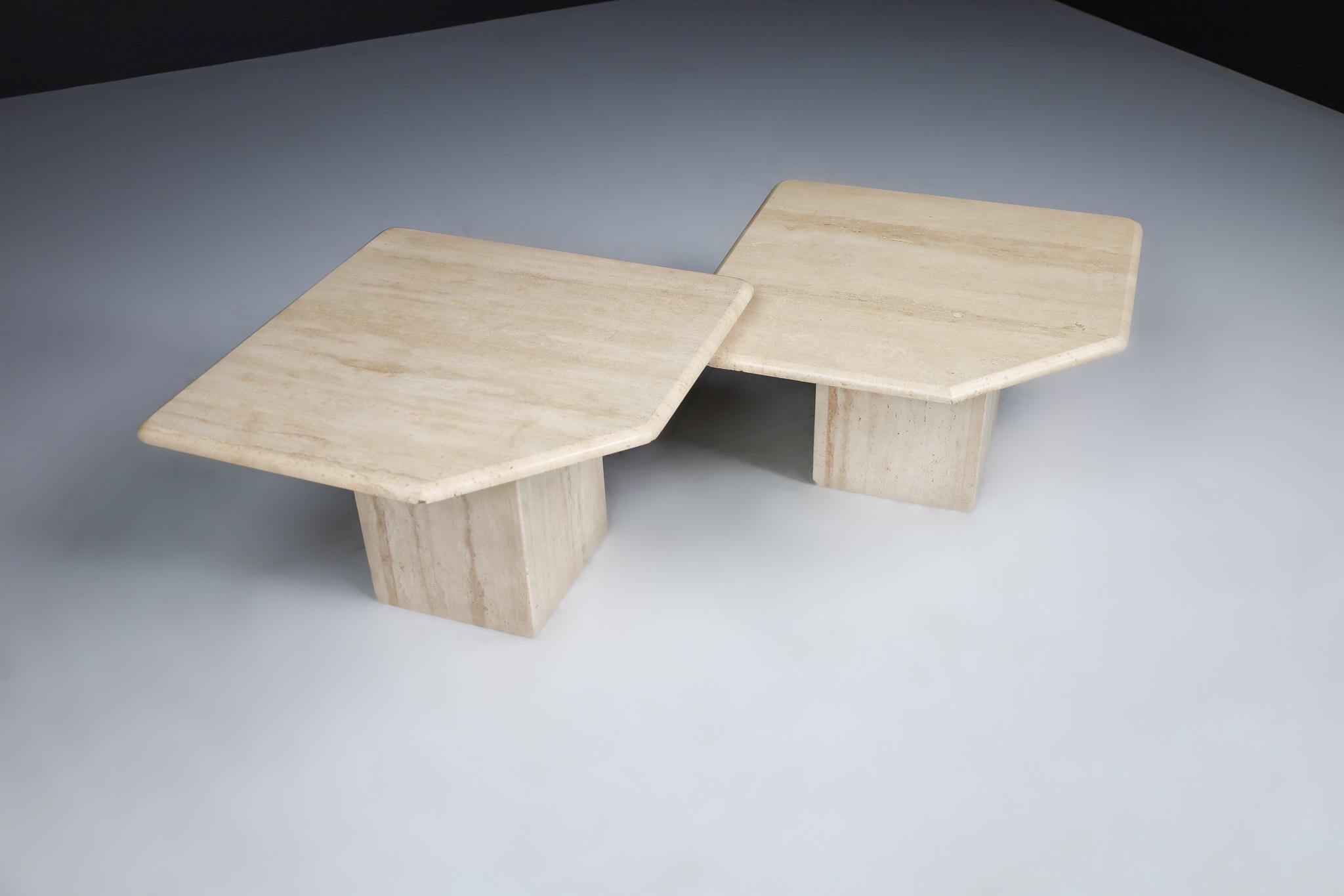 Mid-Century Modern Travertine Side or End Tables, Italy 1970s For Sale 2