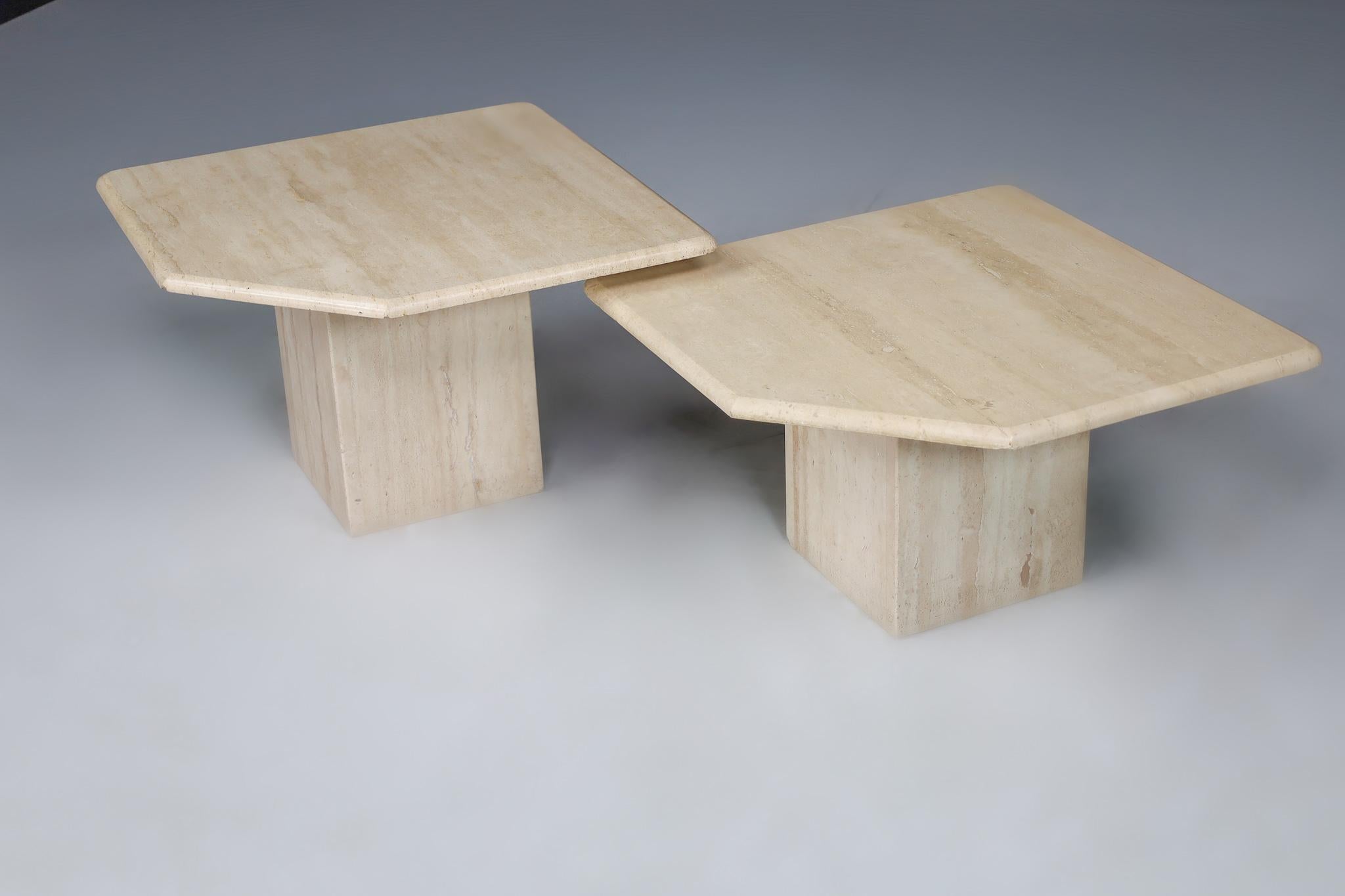 Mid-Century Modern Travertine Side or End Tables, Italy 1970s For Sale 4