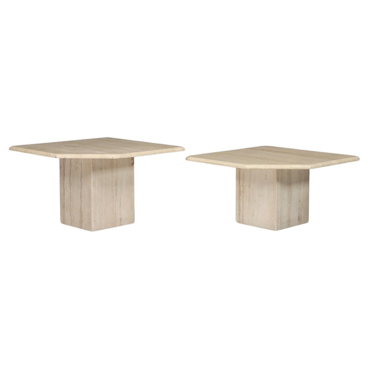 Mid-Century Modern Travertine Side or End Tables, Italy 1970s