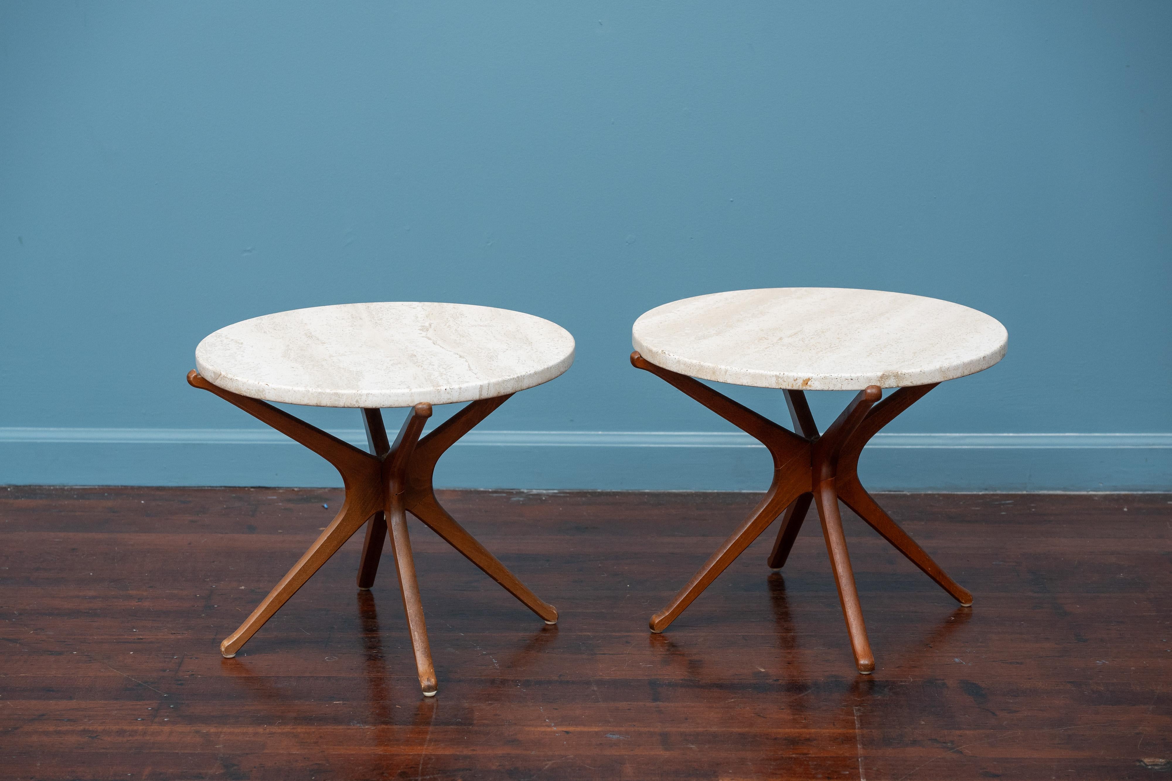Mid-Century moderno Mid-Century Modern Travertine Side Tables in vendita