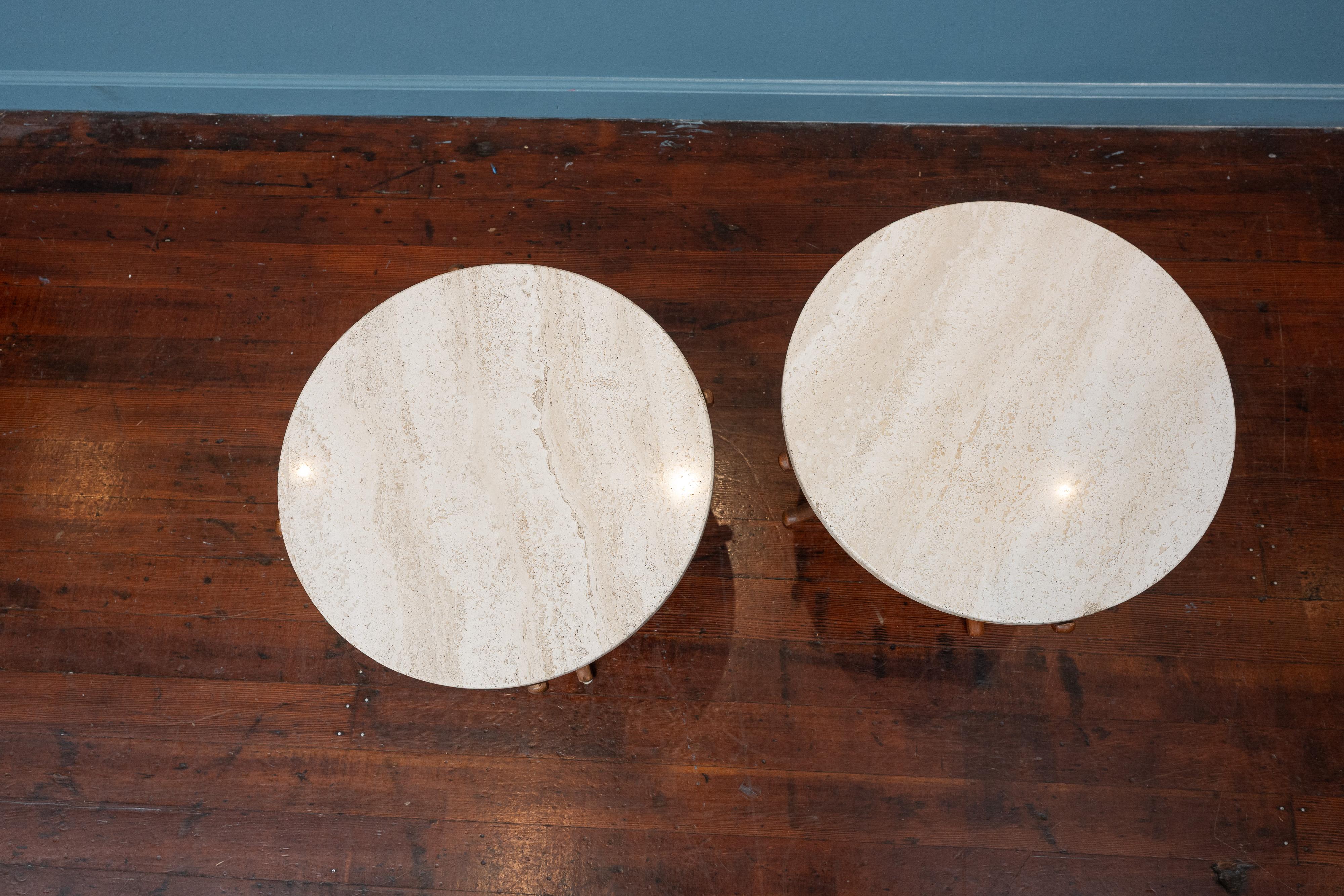 Metà XX secolo Mid-Century Modern Travertine Side Tables in vendita