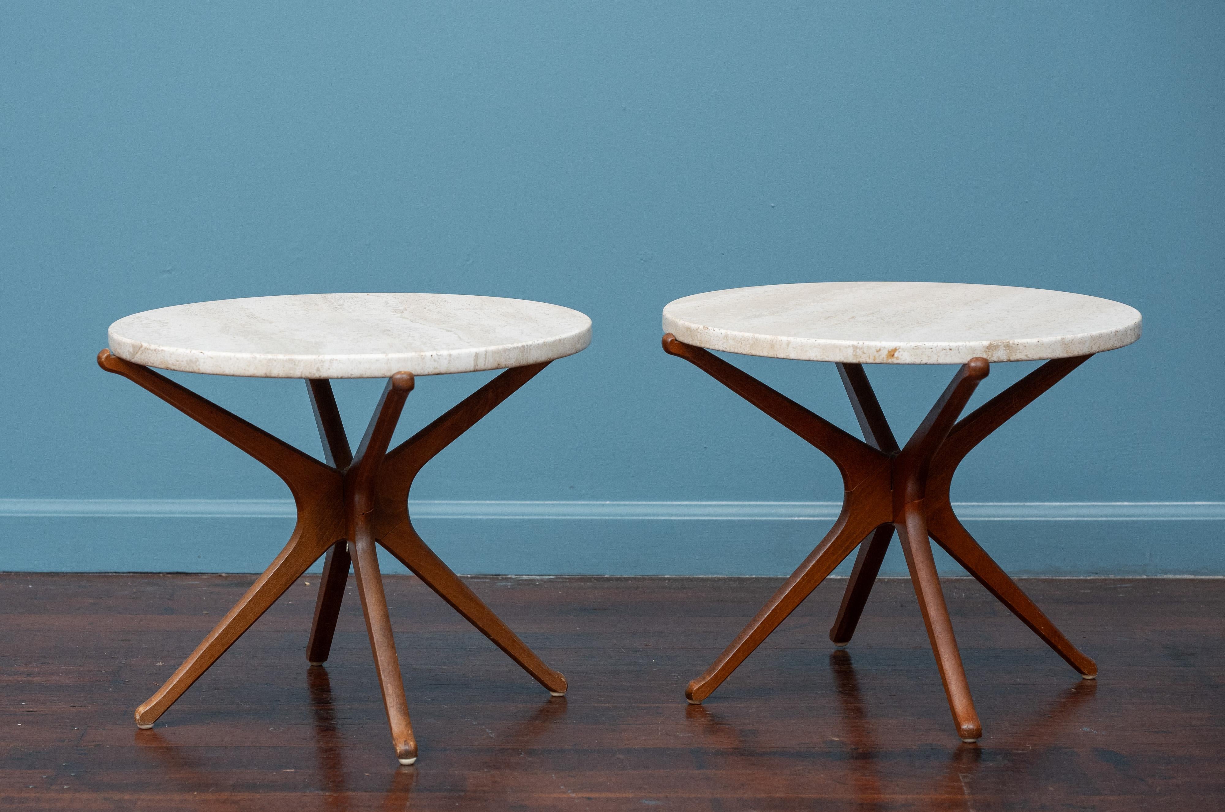 Mid-Century Modern Travertine Side Tables in vendita 1
