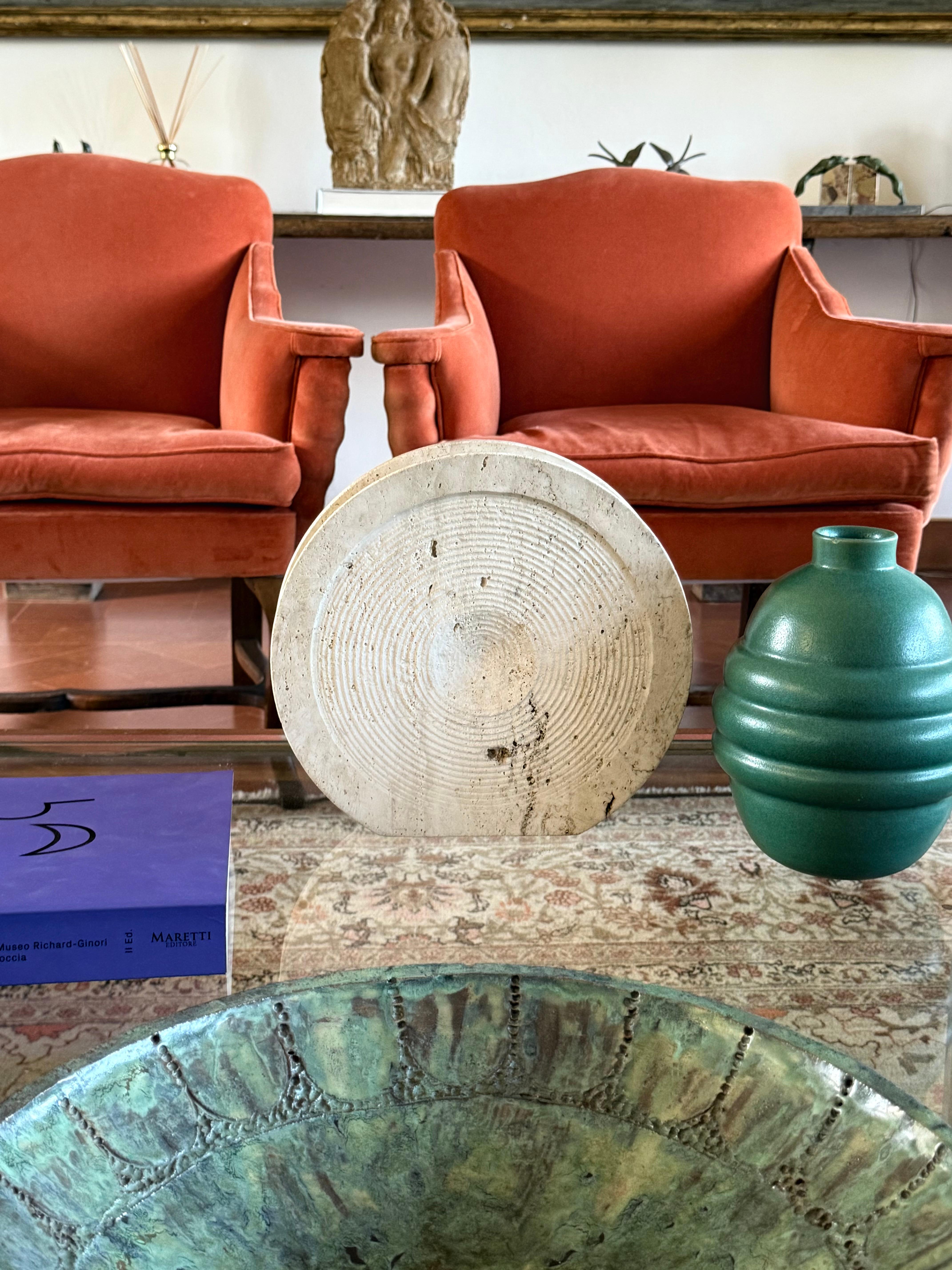 Late 20th Century Mid-century modern travertine solifleur vase, Cerri Nestore, Italy, 1970s in vendita