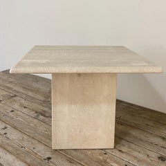 Mid-Century Modern Travertine Square Coffee Table, Side Table
