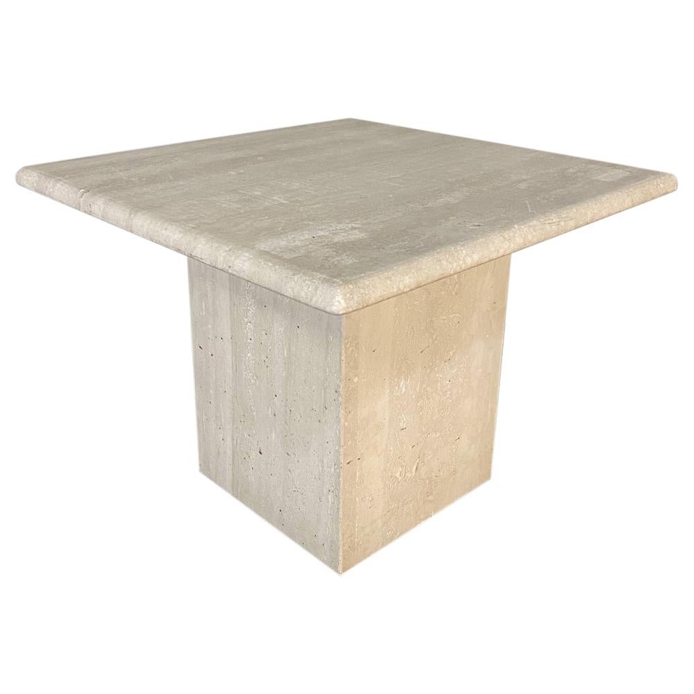 Mid-Century Modern Travertine Square Coffee Table, Side Table