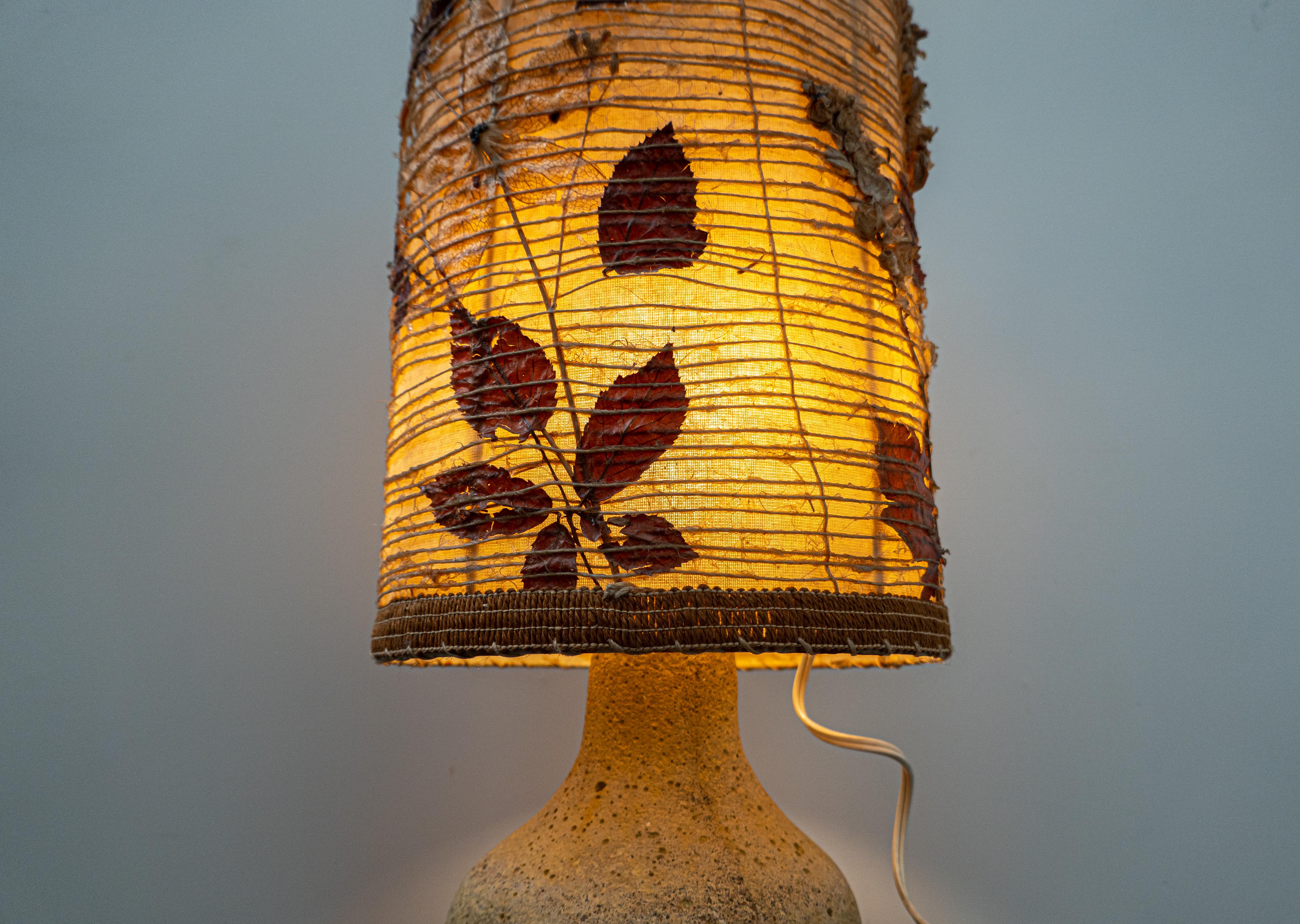 Mid-Century Modern Travertine Table Lamp, Orignal Lampshade, 1960s 6