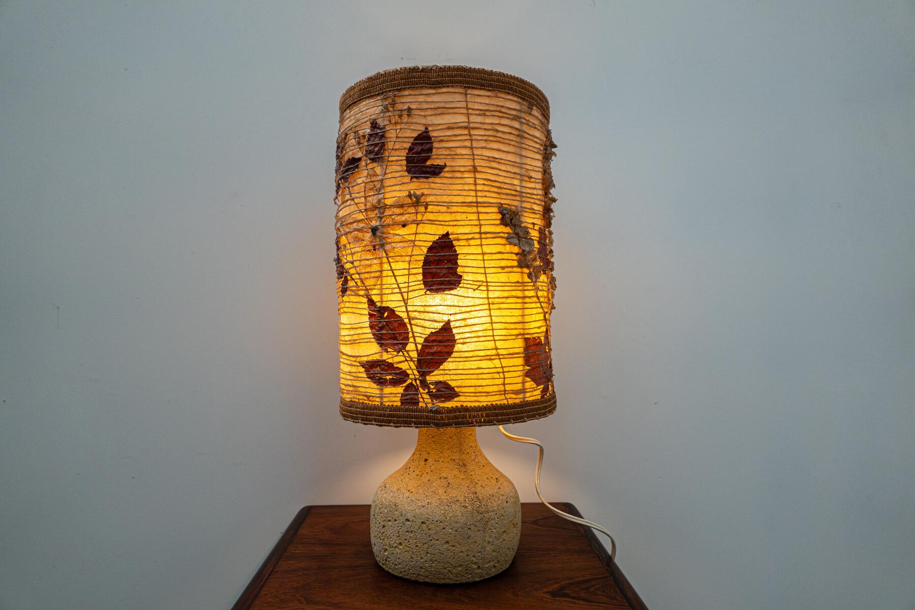 Mid-Century Modern Travertine Table Lamp, Orignal Lampshade, 1960s For Sale 5
