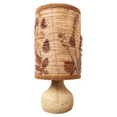 Mid-Century Modern Travertine Table Lamp, Orignal Lampshade, 1960s
