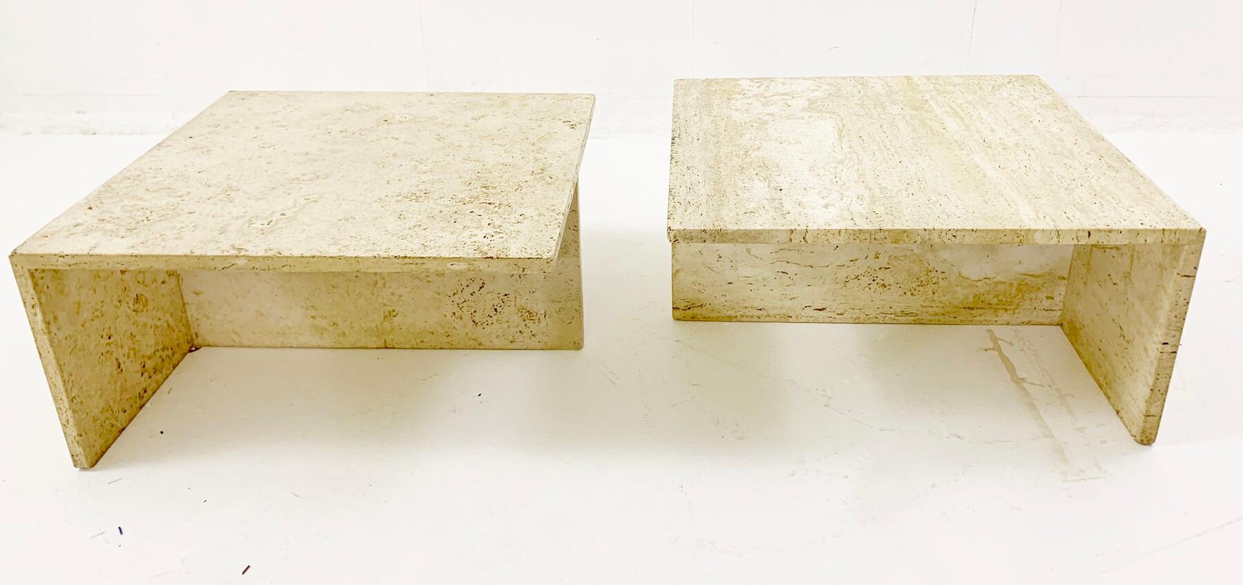 Mid-Century Modern Travertine Two Parts Coffee / Side Table, Italy, 1970s 6