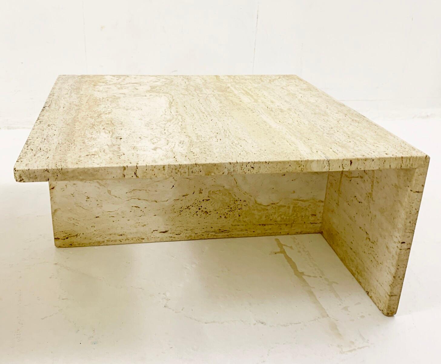 Mid-Century Modern Travertine Two Parts Coffee / Side Table, Italy, 1970s 7