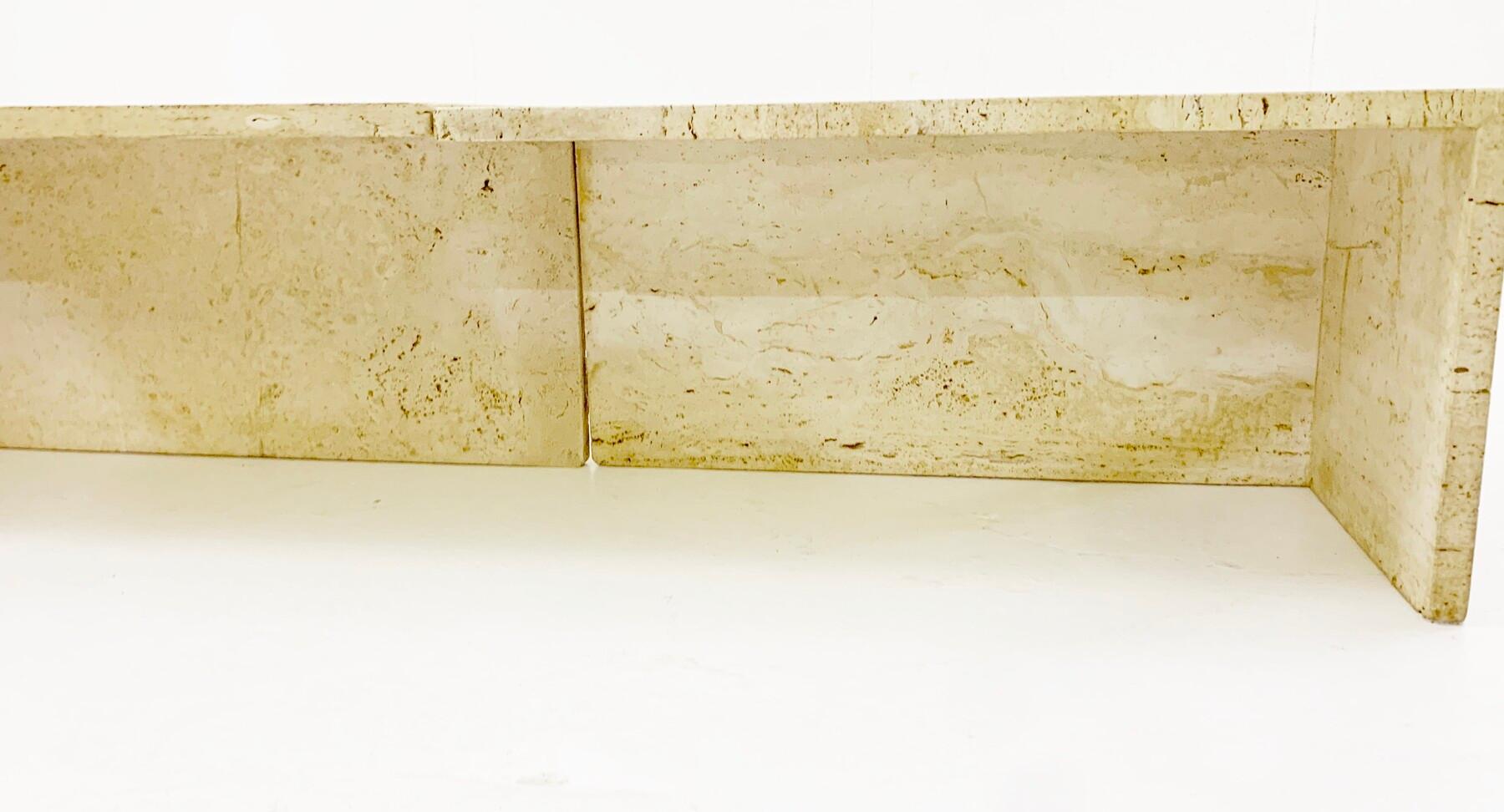 Mid-Century Modern Travertine Two Parts Coffee / Side Table, Italy, 1970s 3