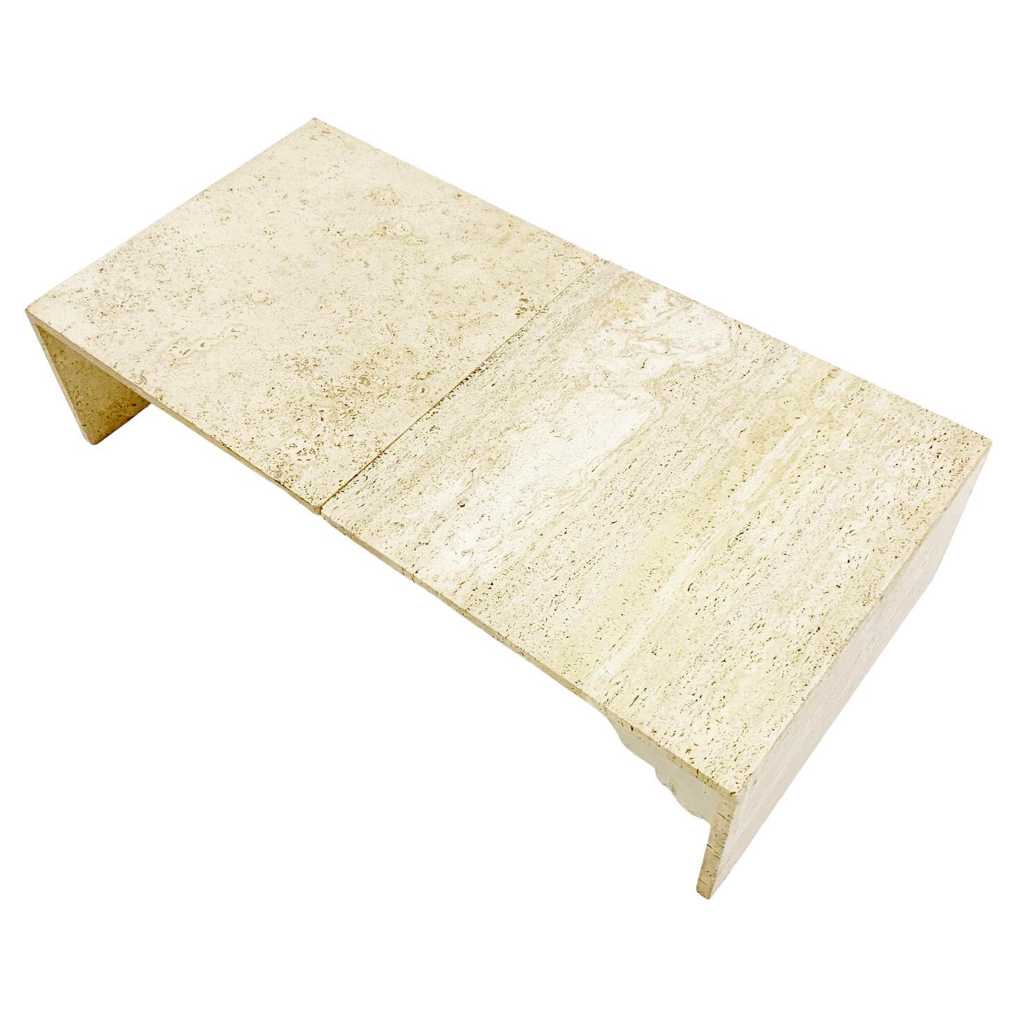 Mid-Century Modern Travertine Two Parts Coffee / Side Table, Italy, 1970s