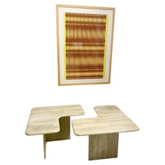 Mid-Century Modern Travertine Two-Parts Coffee Table, 1970s