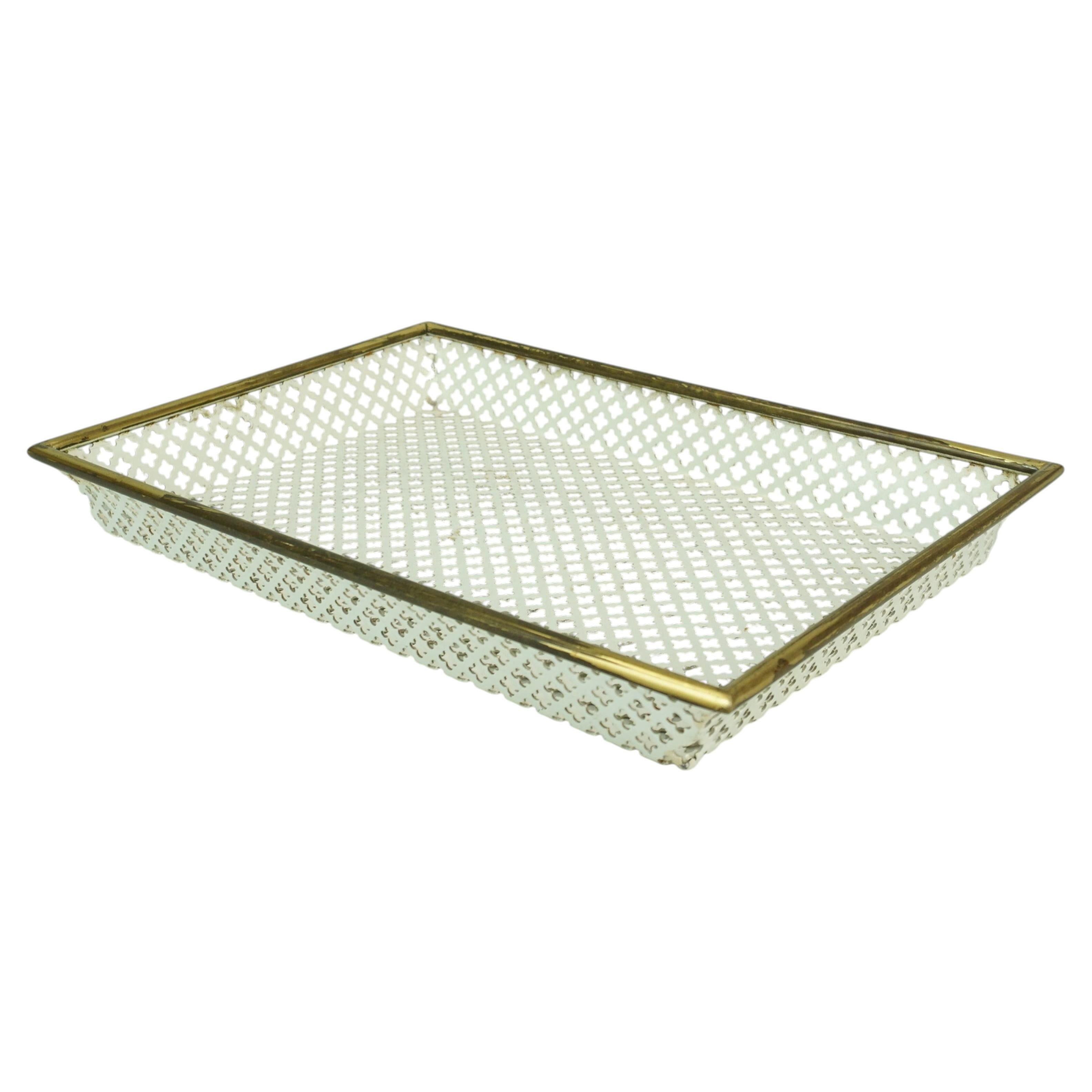 mid century modern TRAY, perforated metal and brass, attr. mathieu matégot 1950s