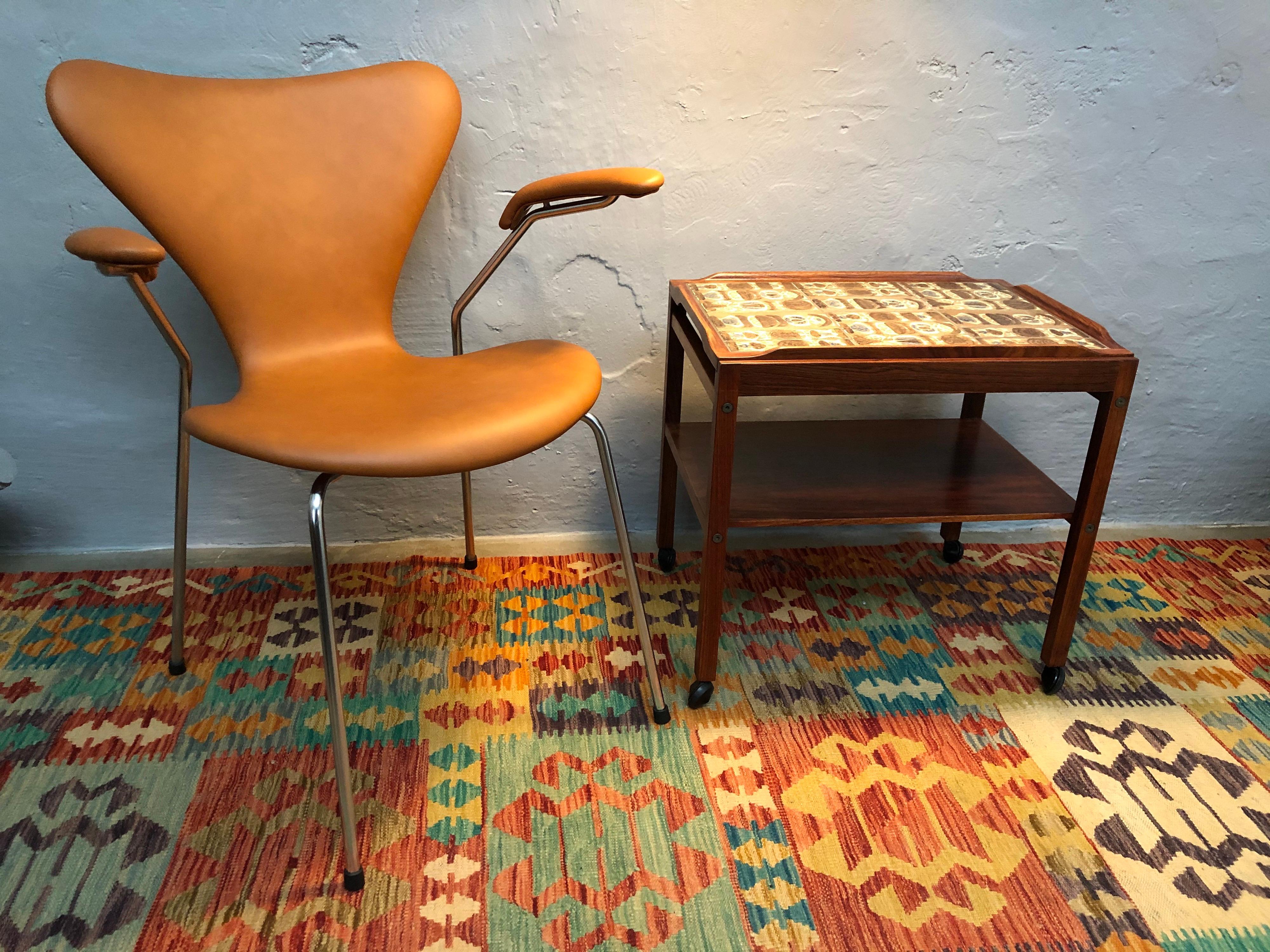 Mid-Century Modern Tray Table in Rosewood with Inlaid Tiles by Royal Copenhagen 1