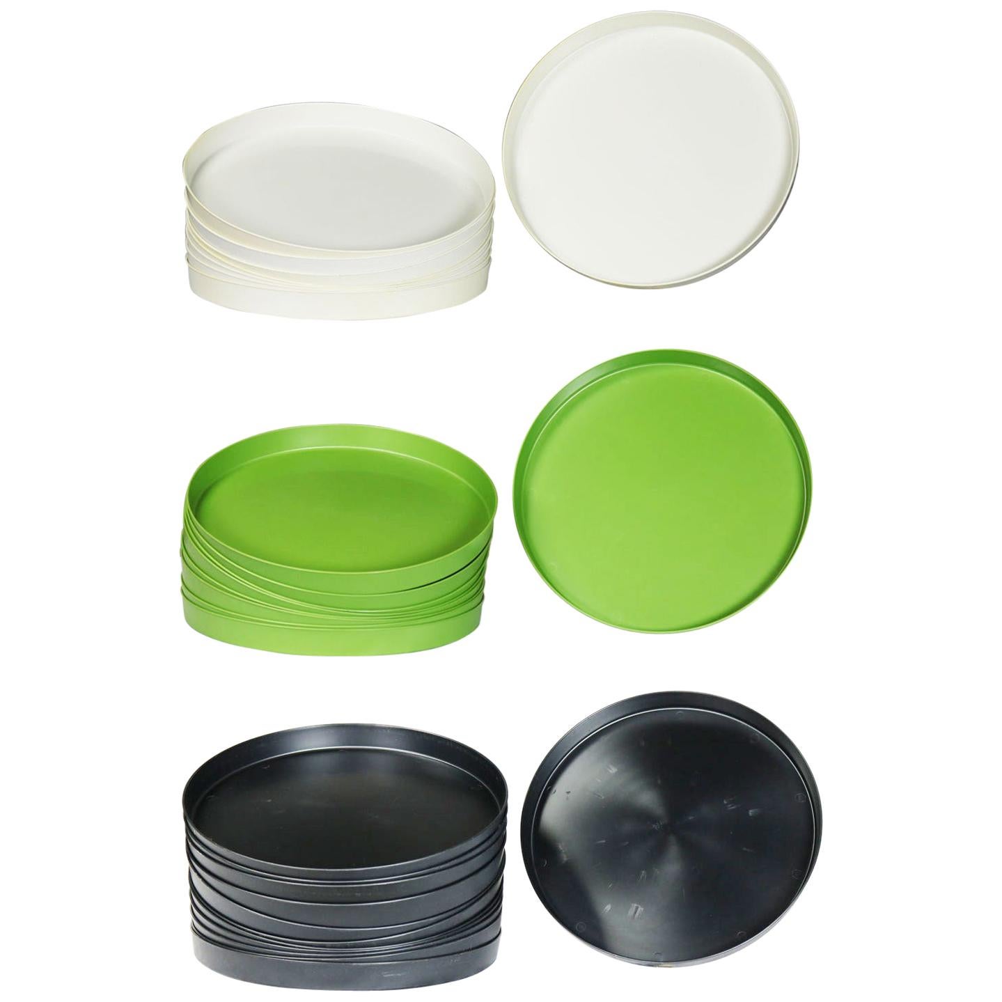 Mid-Century Modern Trays Green Black White Round Plastic Sabe's Splatter Platter