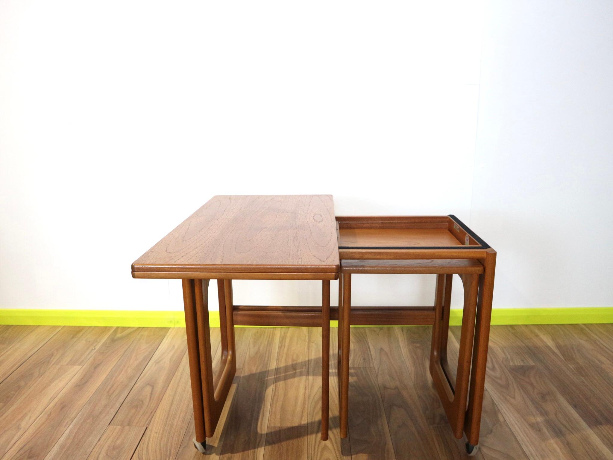 Mid-Century Modern Tri Form AH Mcintosh Teak Nesting Tables Side Table 4