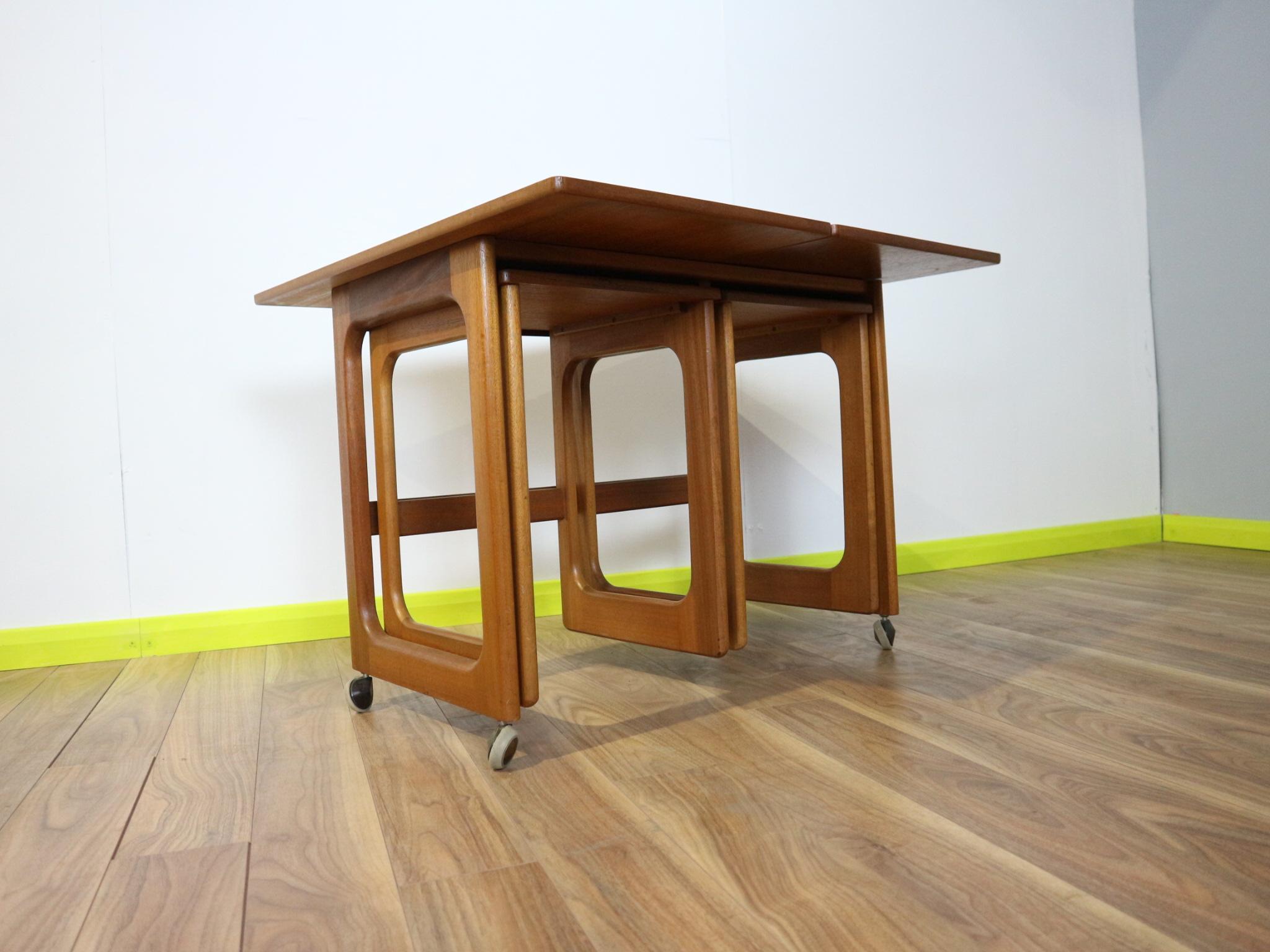 Mid-Century Modern Tri Form AH Mcintosh Teak Nesting Tables Side Table 11