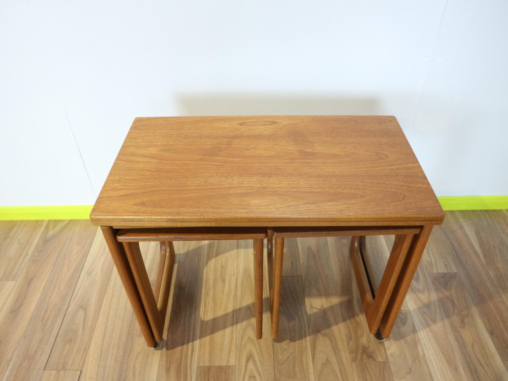 British Mid-Century Modern Tri Form AH Mcintosh Teak Nesting Tables Side Table