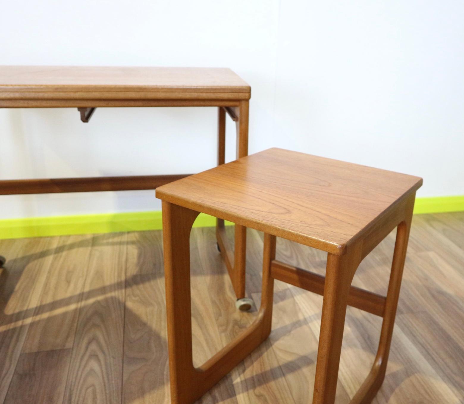 Mid-Century Modern Tri Form AH Mcintosh Teak Nesting Tables Side Table 2