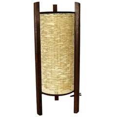 Mid-Century Modern Tri Leg Woven Cylinder Table Lamp after Noguchi or Modeline