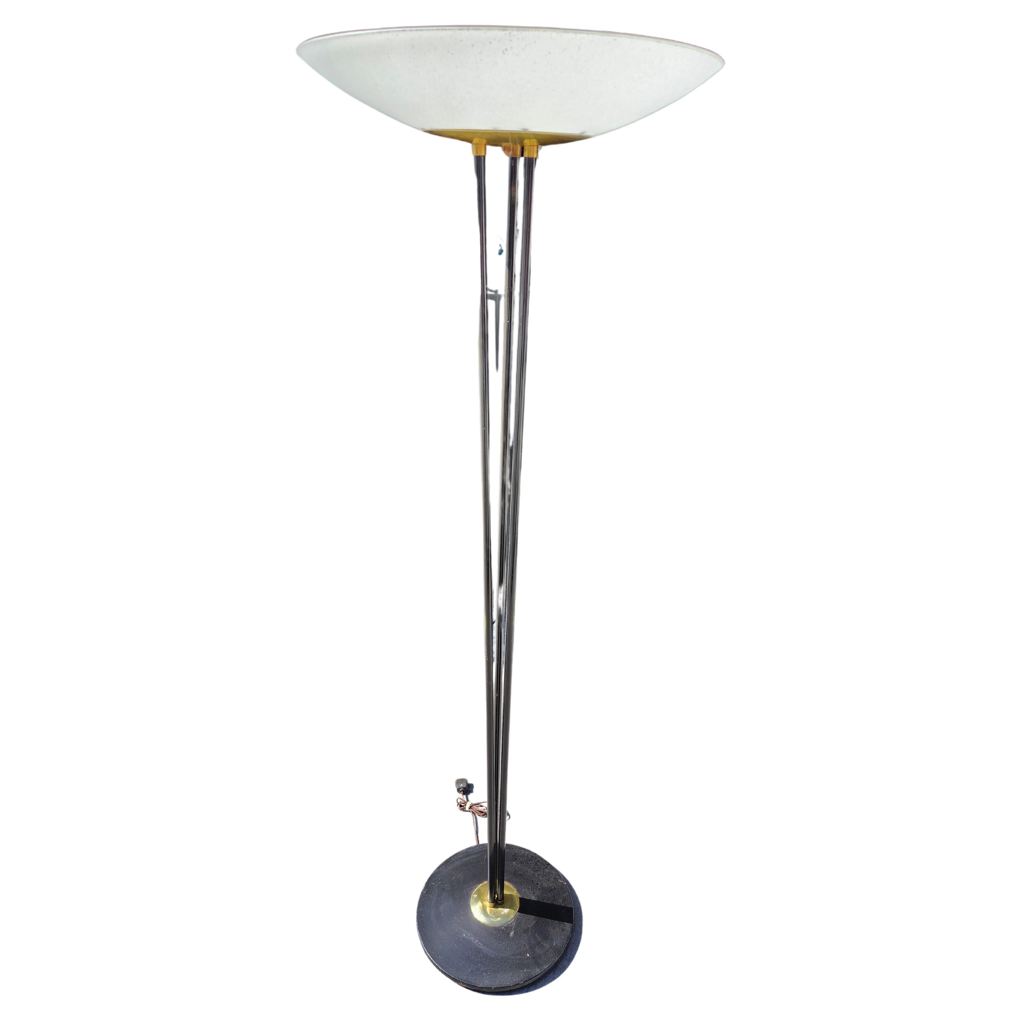 Mid-Century Modern Abat-jour en verre à motifs de torchères tripolaires, moderne du milieu du siècle dernier, de Gerald Thurston en vente