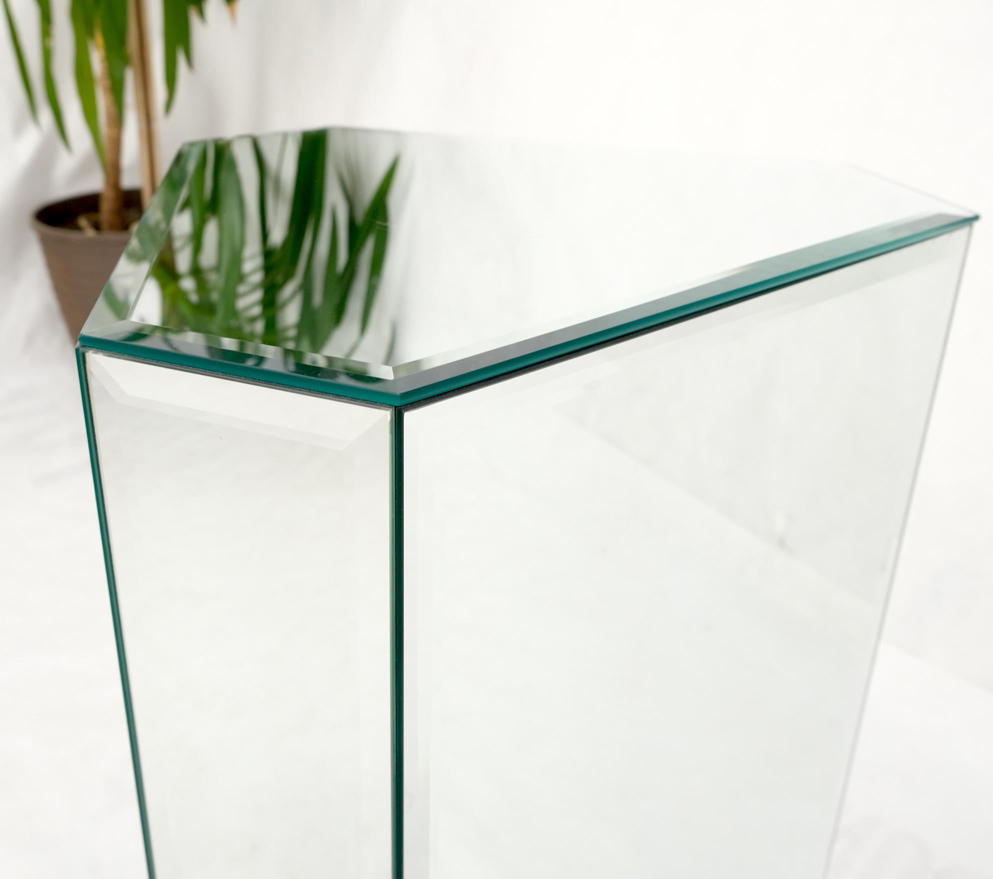 Mid Century Modern Triangular Beveled Mirrors Pedestal Stand End Table Console For Sale 2