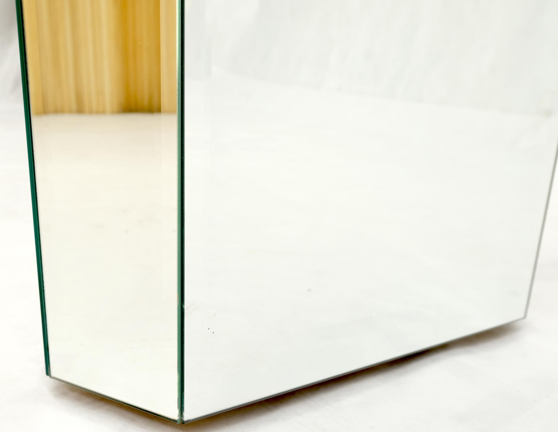 Mid Century Modern Triangular Beveled Mirrors Pedestal Stand End Table Console For Sale 3