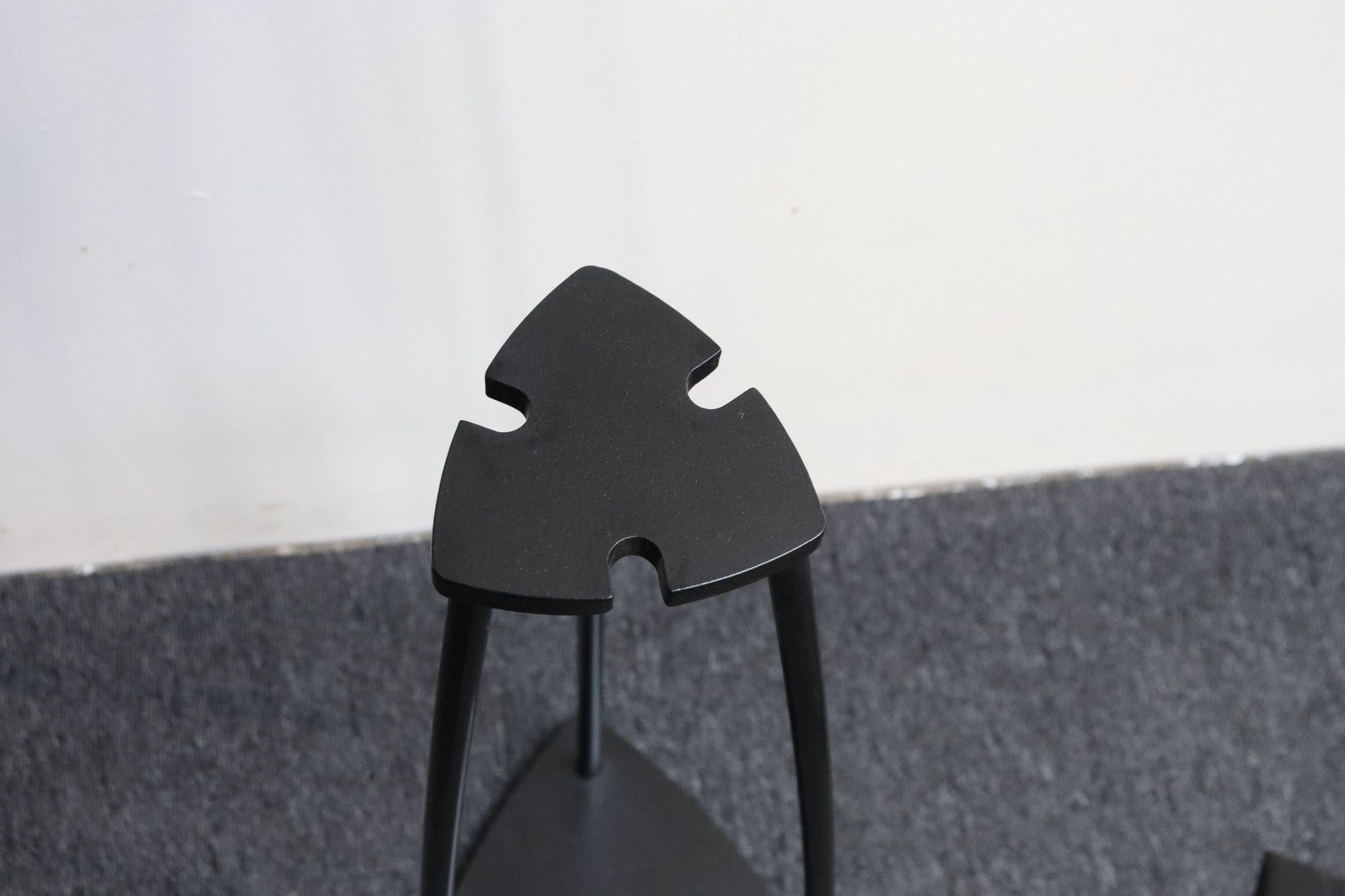 Mid-Century Modern Triangular Guitar Pick Form Fire Tool Set in Walnut and Iron For Sale 12