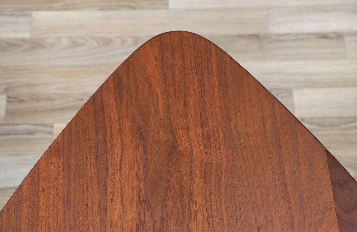Walnut Mid-Century Modern Triangular Side Table by Jens Risom For Sale