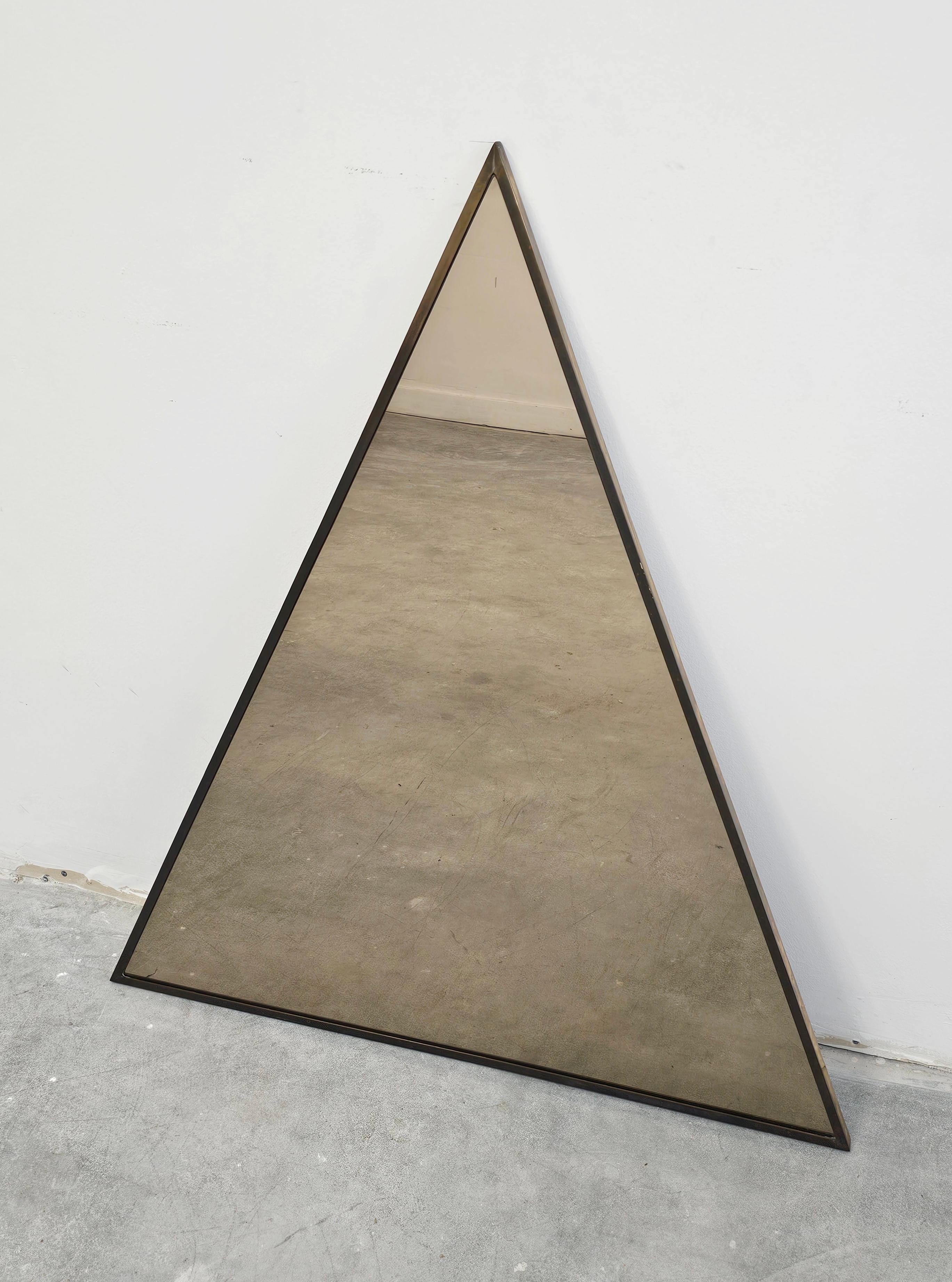 Mid-Century Modern Mid Century Modern Triangular Tinted Mirrors in Bronze frames, Italy 1950s For Sale