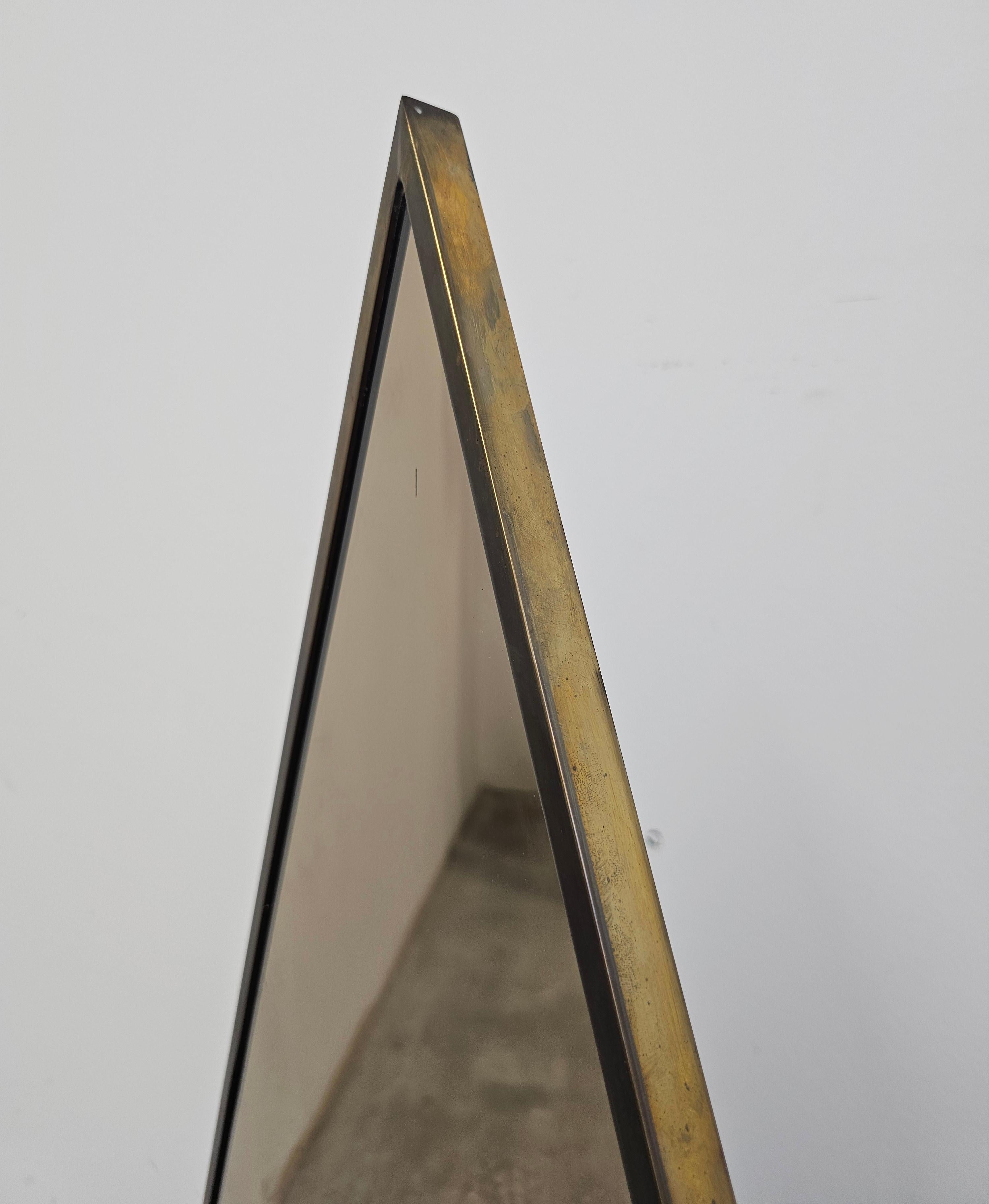Mid Century Modern Triangular Tinted Mirrors in Bronze frames, Italy 1950s In Good Condition For Sale In Beograd, RS