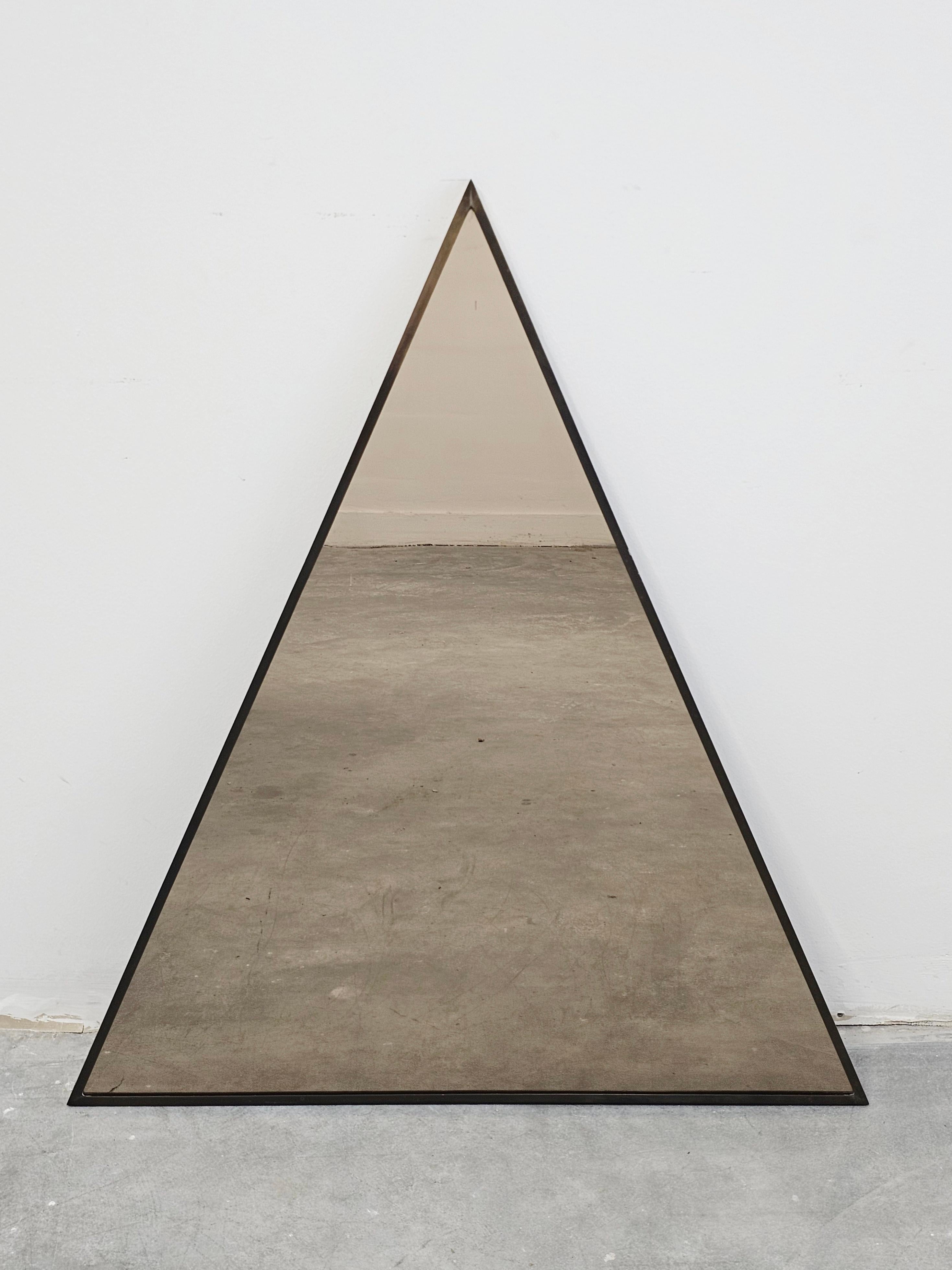 Mid Century Modern Triangular Tinted Mirrors in Bronze frames, Italy 1950s For Sale 1