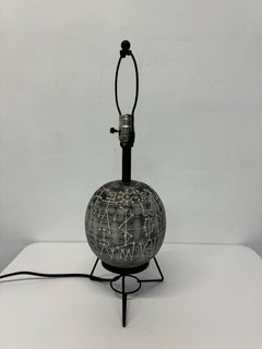 Mid-Century Modern Tribal Motif Table Lamp, FAIP 1960s
