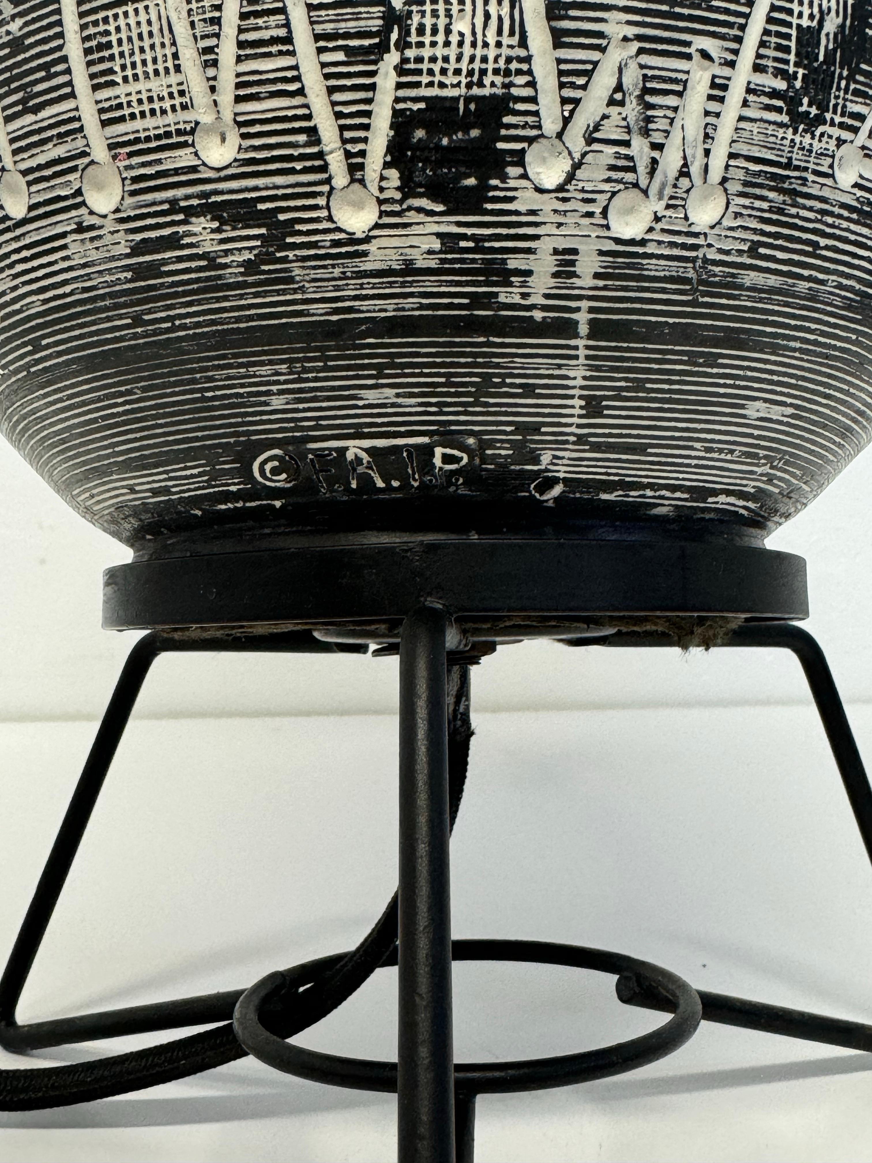 Mid-Century Modern Tribal Motif Table Lamp, FAIP 1960s For Sale 2