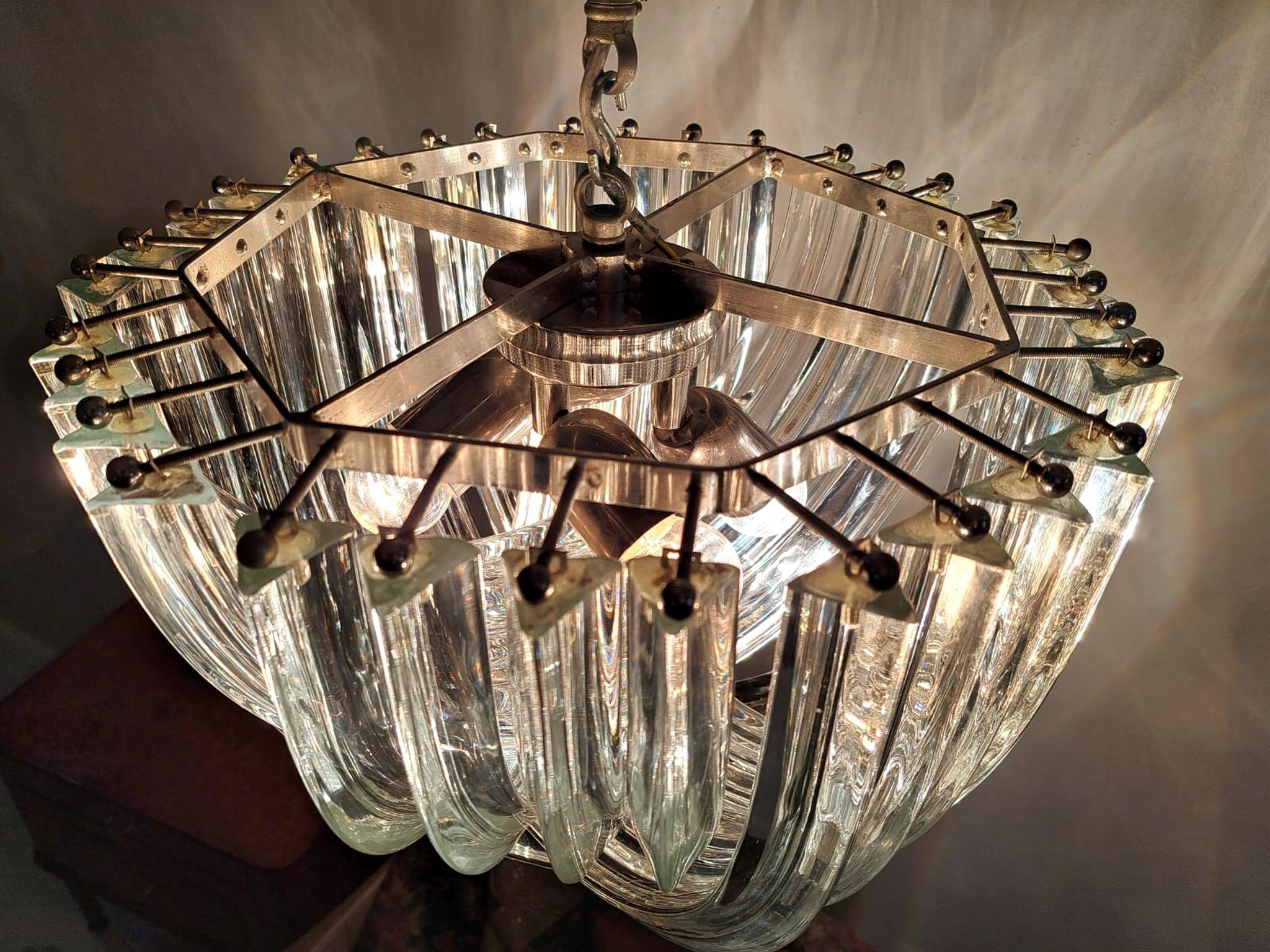 Mid-Century Modern Triedri Chandelier by Venini, 1960 For Sale 5