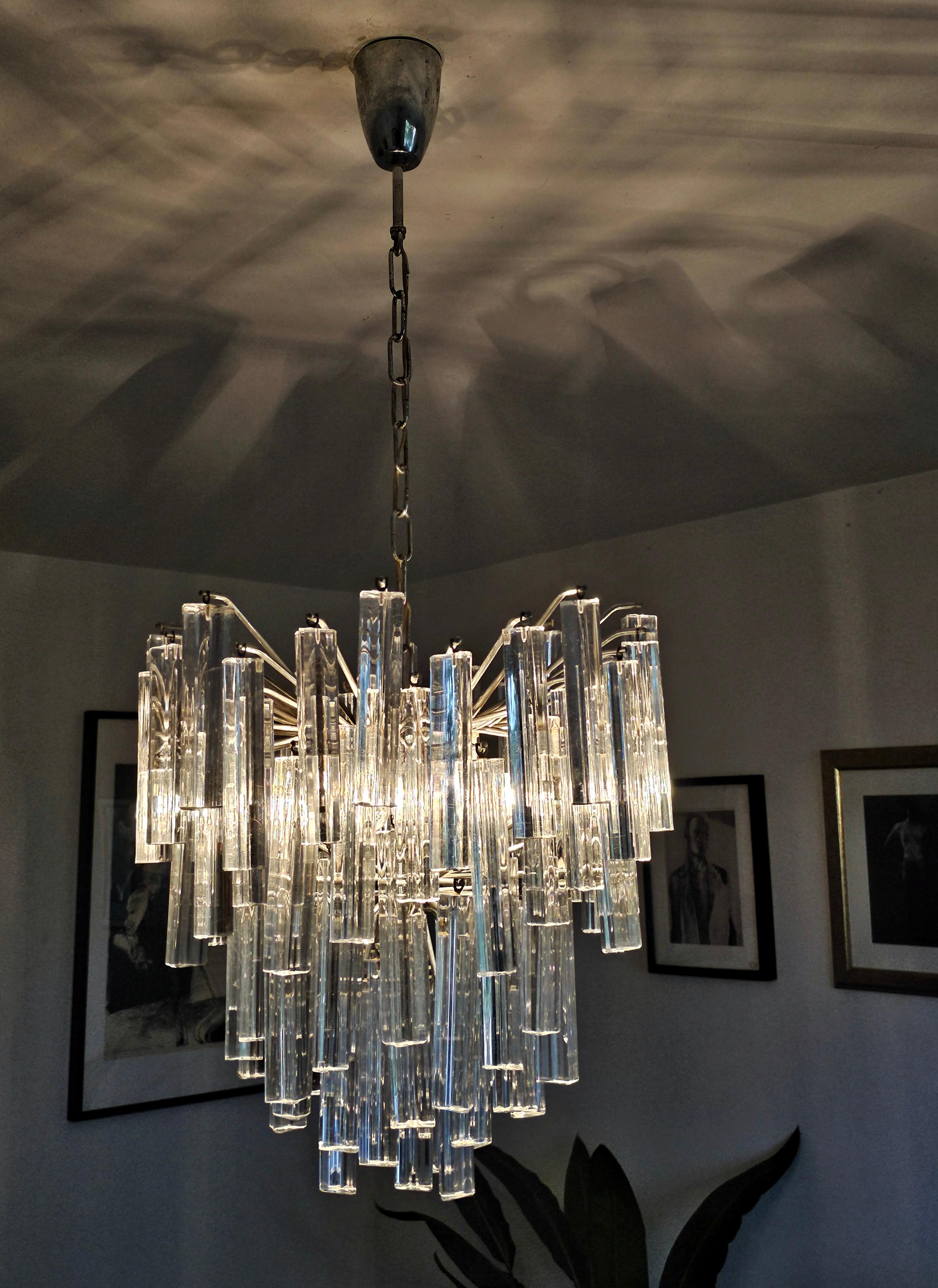 Mid Century Modern Triedri Crystal Chandelier by Paolo Venini, Italy 1950s For Sale 4