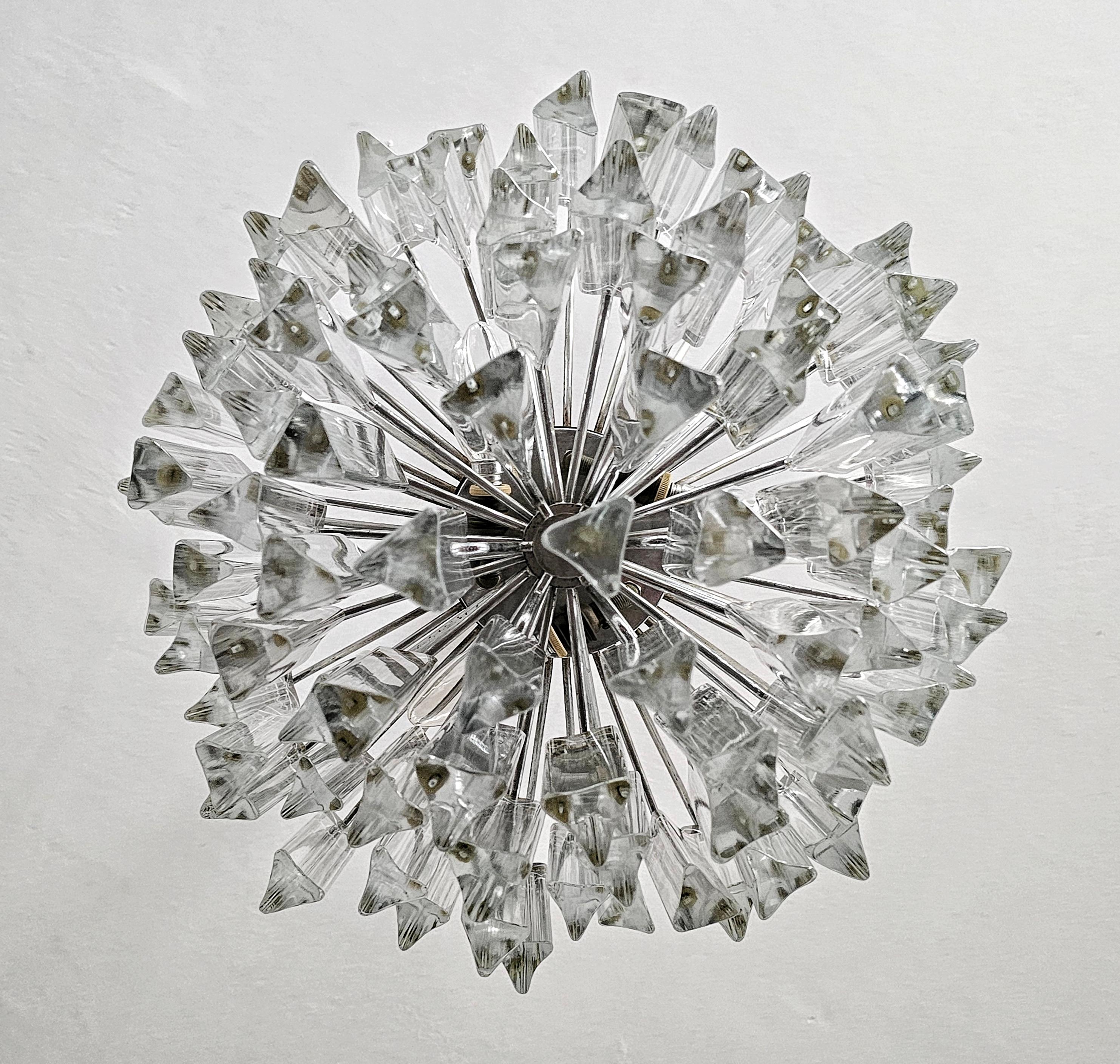 Mid-20th Century Mid Century Modern Triedri Crystal Chandelier by Paolo Venini, Italy 1950s For Sale