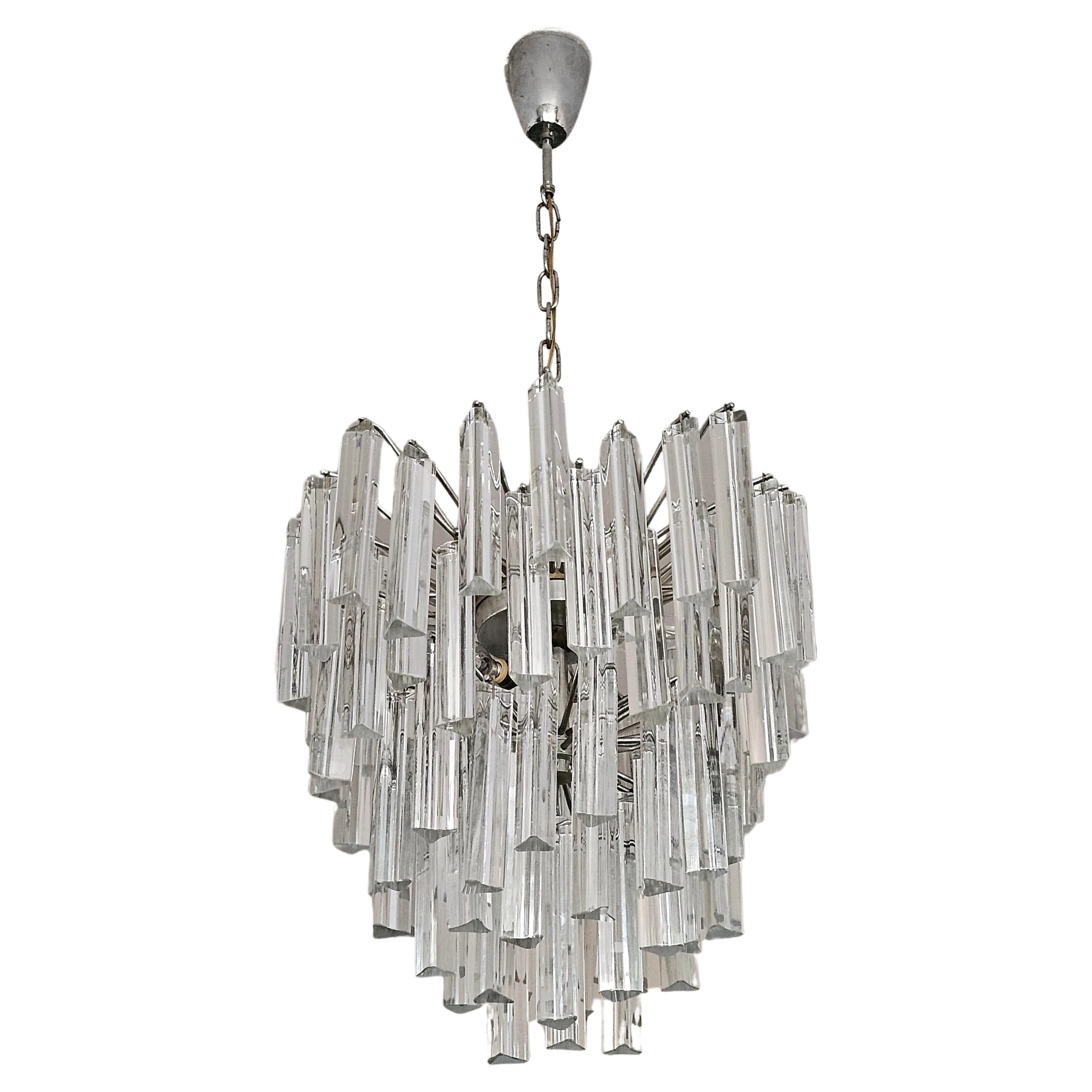 Mid Century Modern Triedri Crystal Chandelier by Paolo Venini, Italy 1950s For Sale