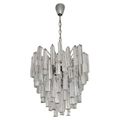 Vintage Mid Century Modern Triedri Crystal Chandelier by Paolo Venini, Italy 1950s
