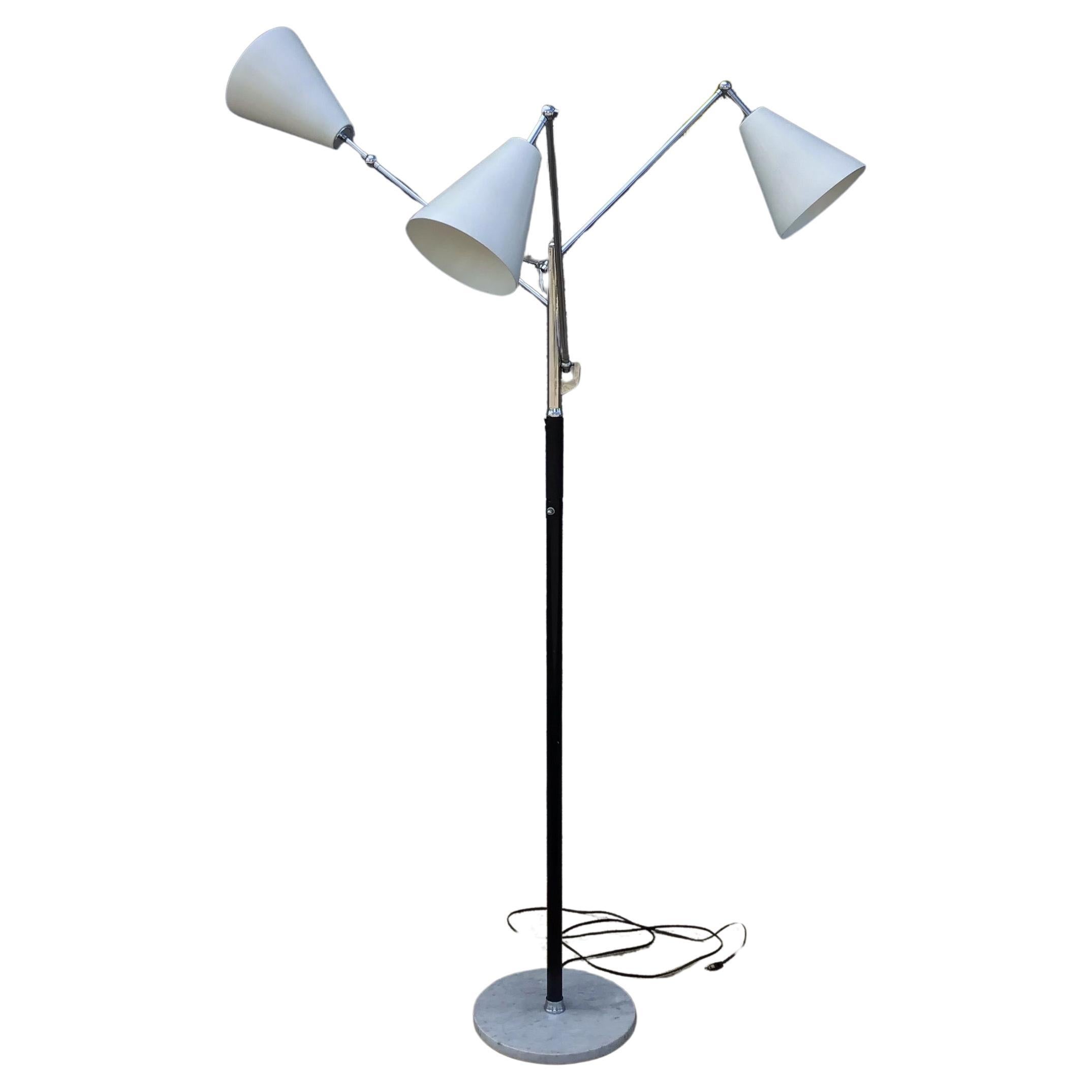 Mid-Century Modern Triennial Floor Lamp, Attributted to Angelo Lellli For Sale
