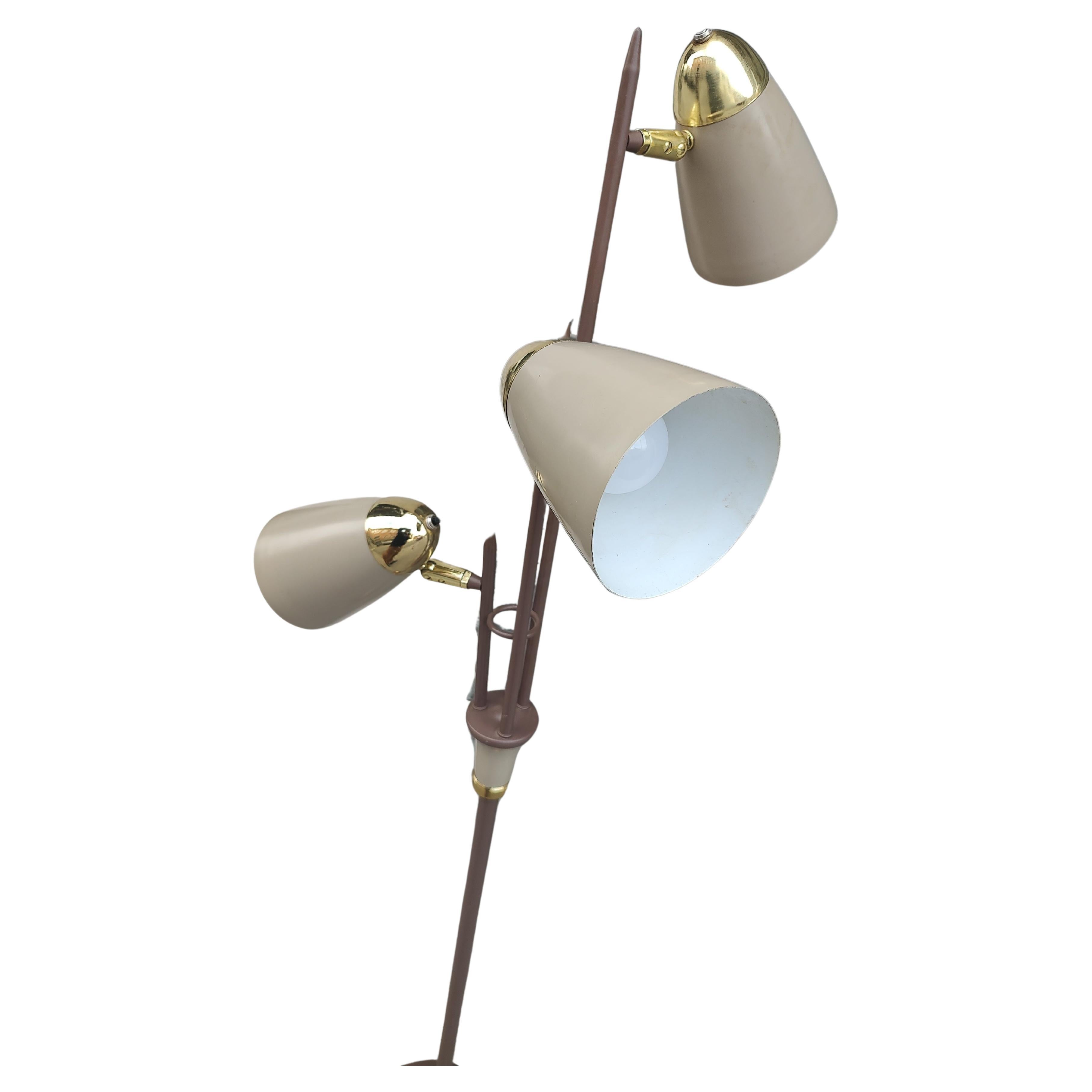 Painted Mid Century Modern Triennial Floor Lamp by Gerald Thurston for Lightolier C1965 For Sale