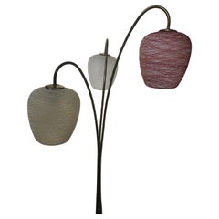 Mid Century Modern Triennial Floor Lamp With Textured Glass Shades West Germany